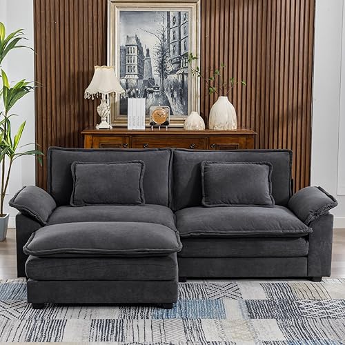 Miniatura 9 de 85.8" Modern Sectional Sofa Cloud Couch for Living Room, Chenille Fabric Double-Upholstered Comfy Sleeper Sofa, Wide Loveseat Couches with Moveable