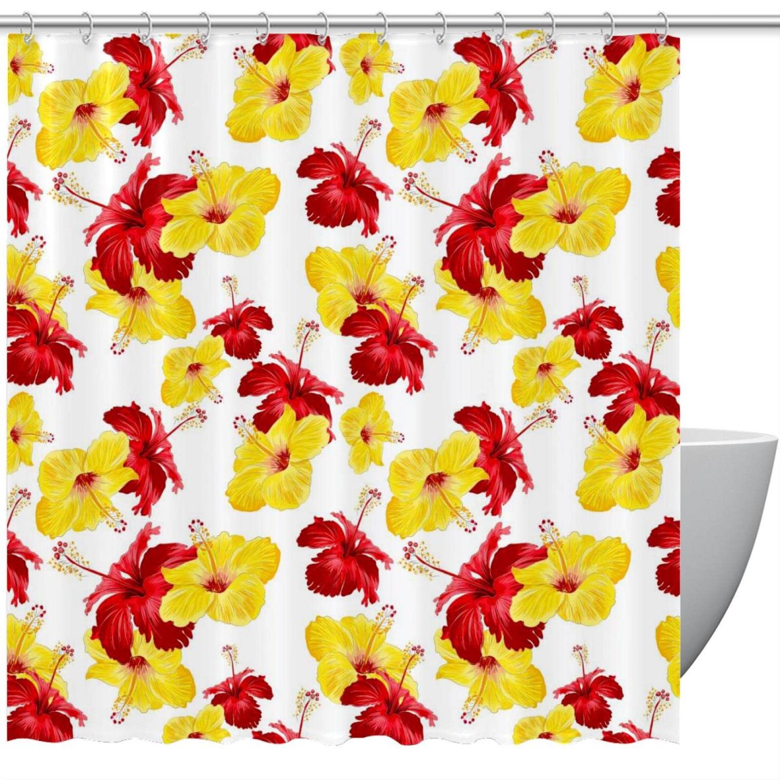 Rideau de douche imperméable à motif floral anti-éclaboussures