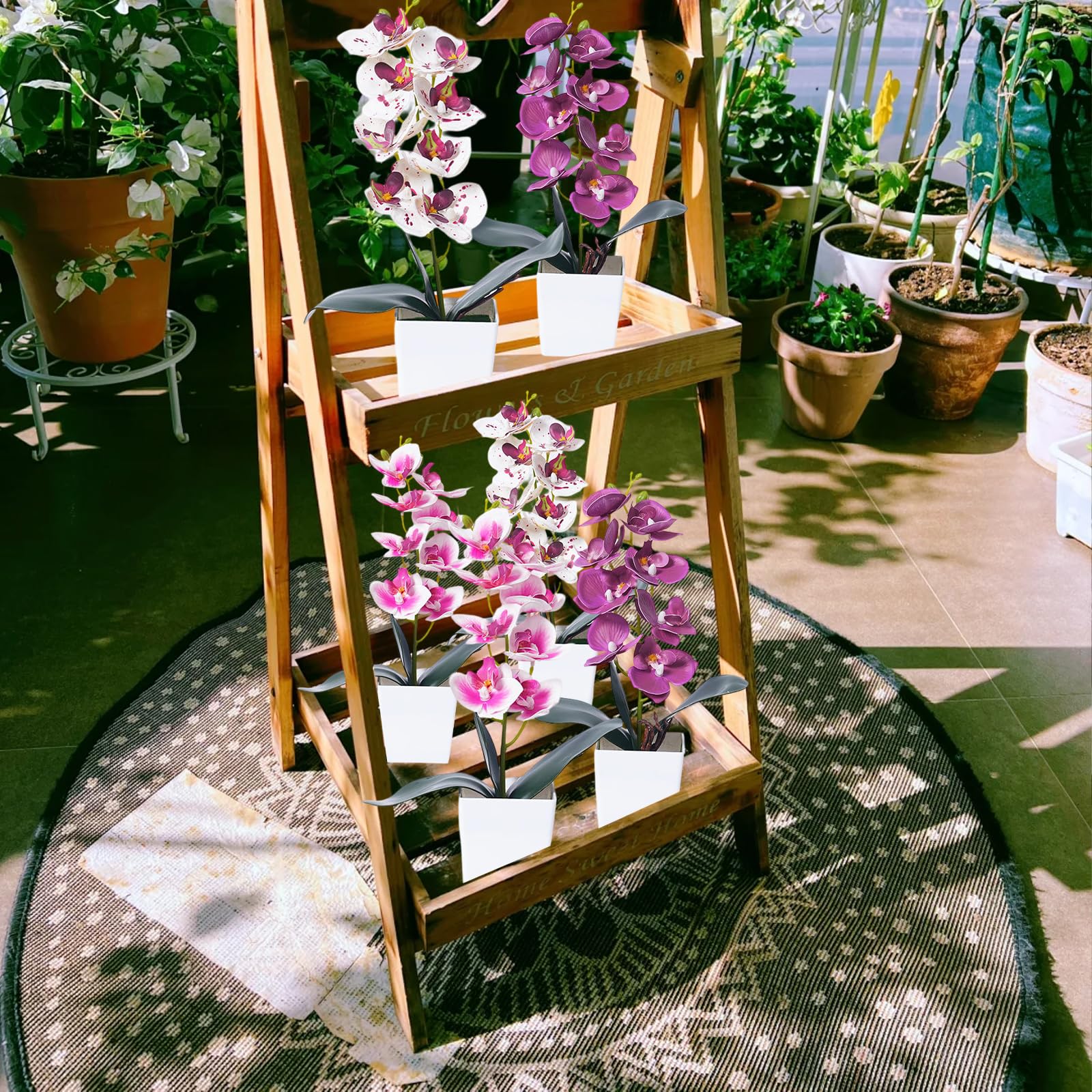 3 sztuczne doniczki orchidei 30 cm roślina kwiaty balkon | ze sztucznymi plastikowymi doniczkami dekoracja kwiatowa dekoracja biurowa