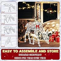 Vista 4 de 3 piezas de renos grandes animados para la familia de renos navideños para patio al aire libre, 2D, decoración navideña iluminada de ciervo