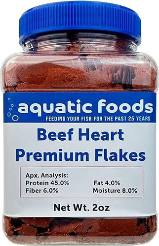 Aquatic Foods Inc. Copos prémium mejorados con corazón de carne de res para disco, cíclidos, todos los peces tropicales. Aquatic Foods Premium