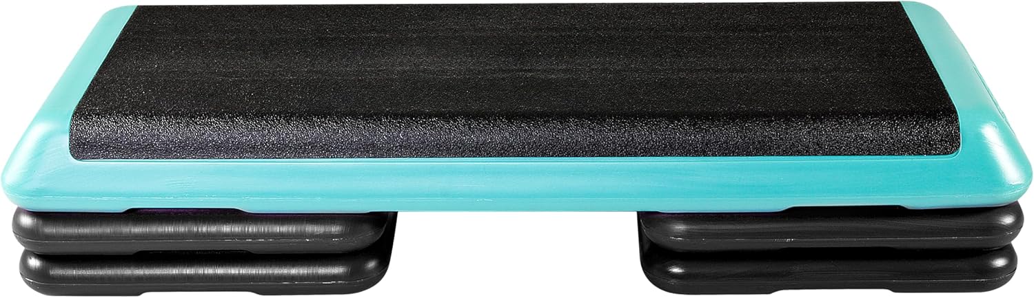 The Step (Made in USA) Original Aerobic Platform – Health Club Size – With Four Original Risers (Teal Platform with Black Risers), One Size The Step (Made in USA) Original Aerobic Platform – Health Club Size – With Four Original Risers (Teal Platform with Black Risers), One Size