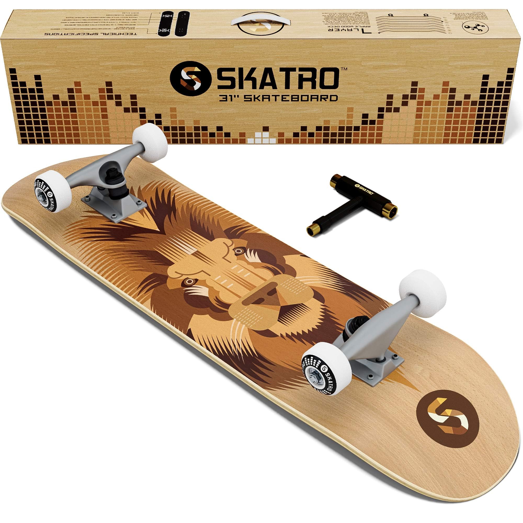 Skatro - Pro Skateboard 31 Complete Skateboard. Skate Board Ages: Adults, Boys, Girls, Beginners, and Kids