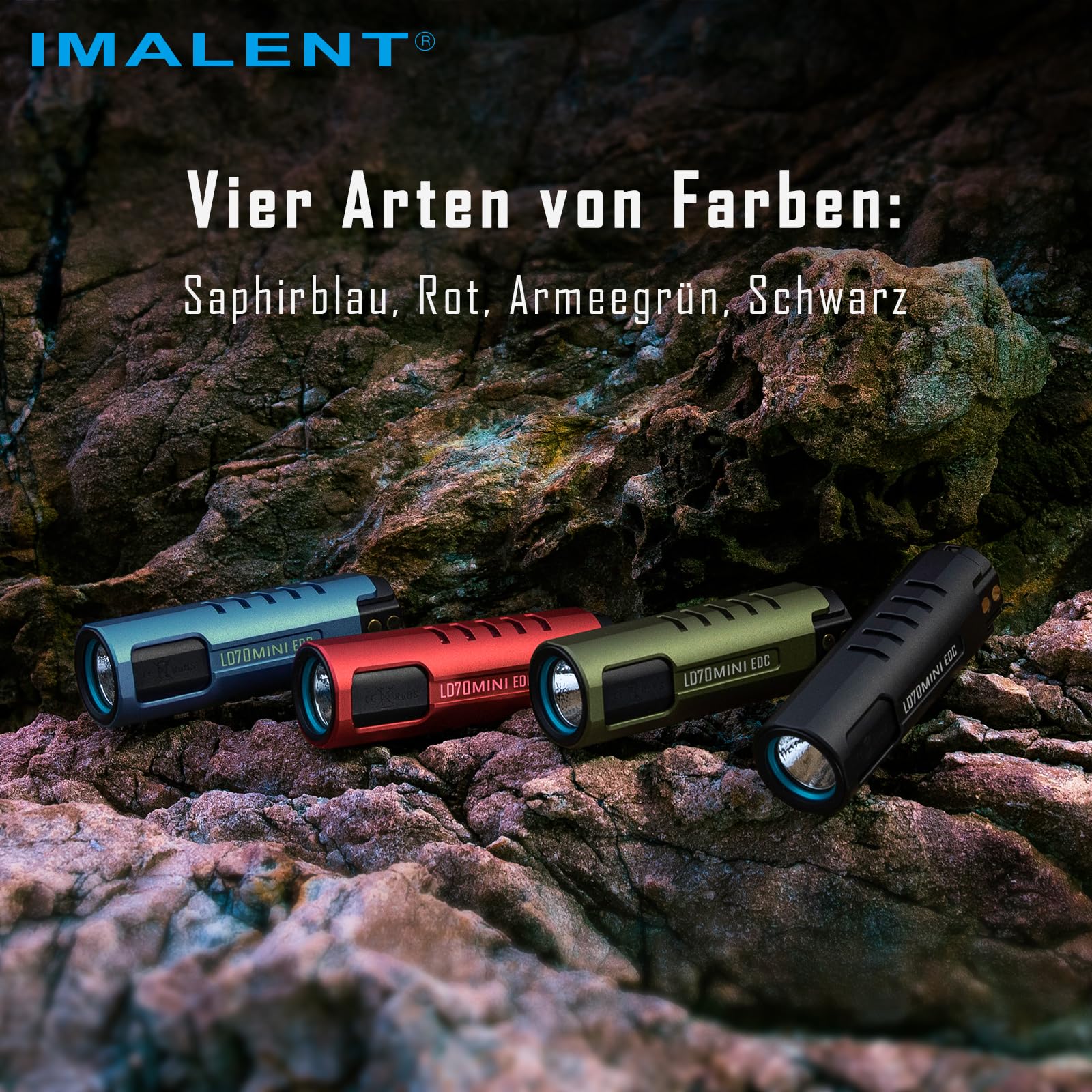 IMALENT LD70 LED Taschenlampe Aufladbar，4000 Lumen Mini LED Taschenlampe Extrem Hell mit 5 Modiund Langer Betriebsdauer，IPX8 Wasserdichte Handlampe für Camping, Wandern, Angeln, Outdoor(Royal Blue)