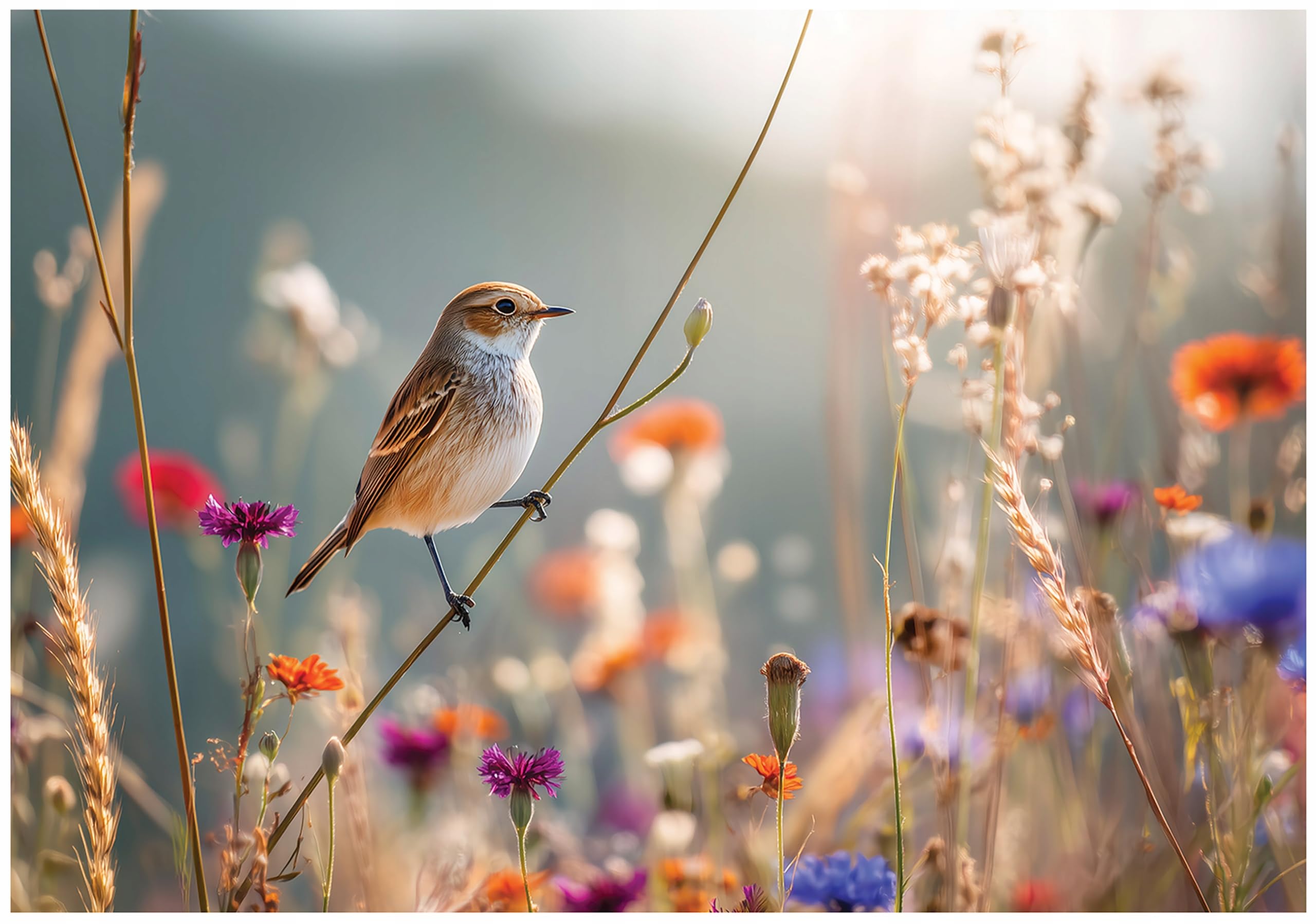 Wallarena Bird Beige Non-Woven Photo Wallpaper 300 X 210 Cm
