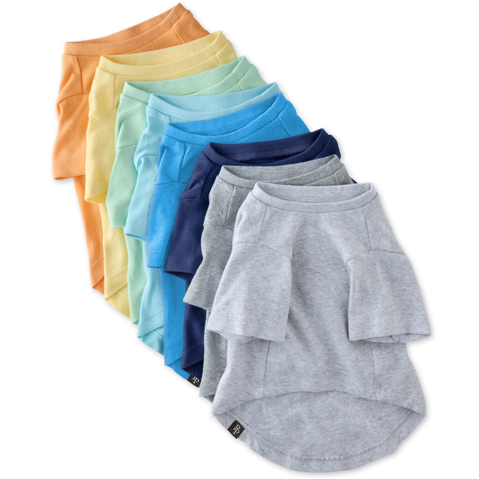 Pet Passion Toby II - The Perfect Tee, 8 Pack Short Sleeve Pet T-Shirt 100% Organic Cotton Tees Clothes for Small, Medium, Large Dogs​​, Rainbow Blue, XX-Small — image 1