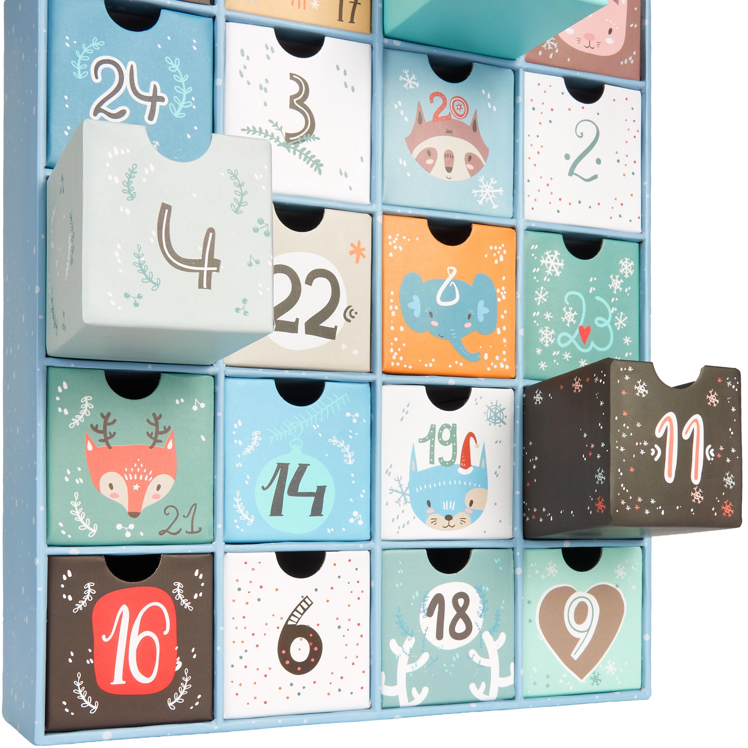 Calendario Dell'Avvento In Legno Con Lancette E Motivi Natalizi - Conto Alla Rovescia 25 Giorni, Decorazione Natale