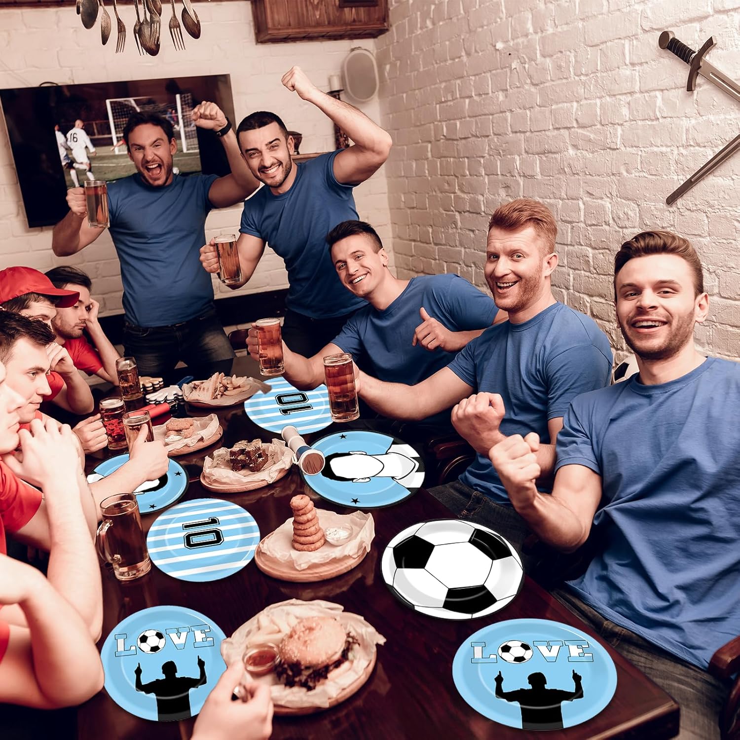 48Pcs Soccer Paper Plates Soccer Star Disposable Dessert Plates Supplies 7Inch Blue and White Sports Ball Plate Sport Party Dinnerware Decorations for Birthday Baby Shower Party Decorations - Image 7