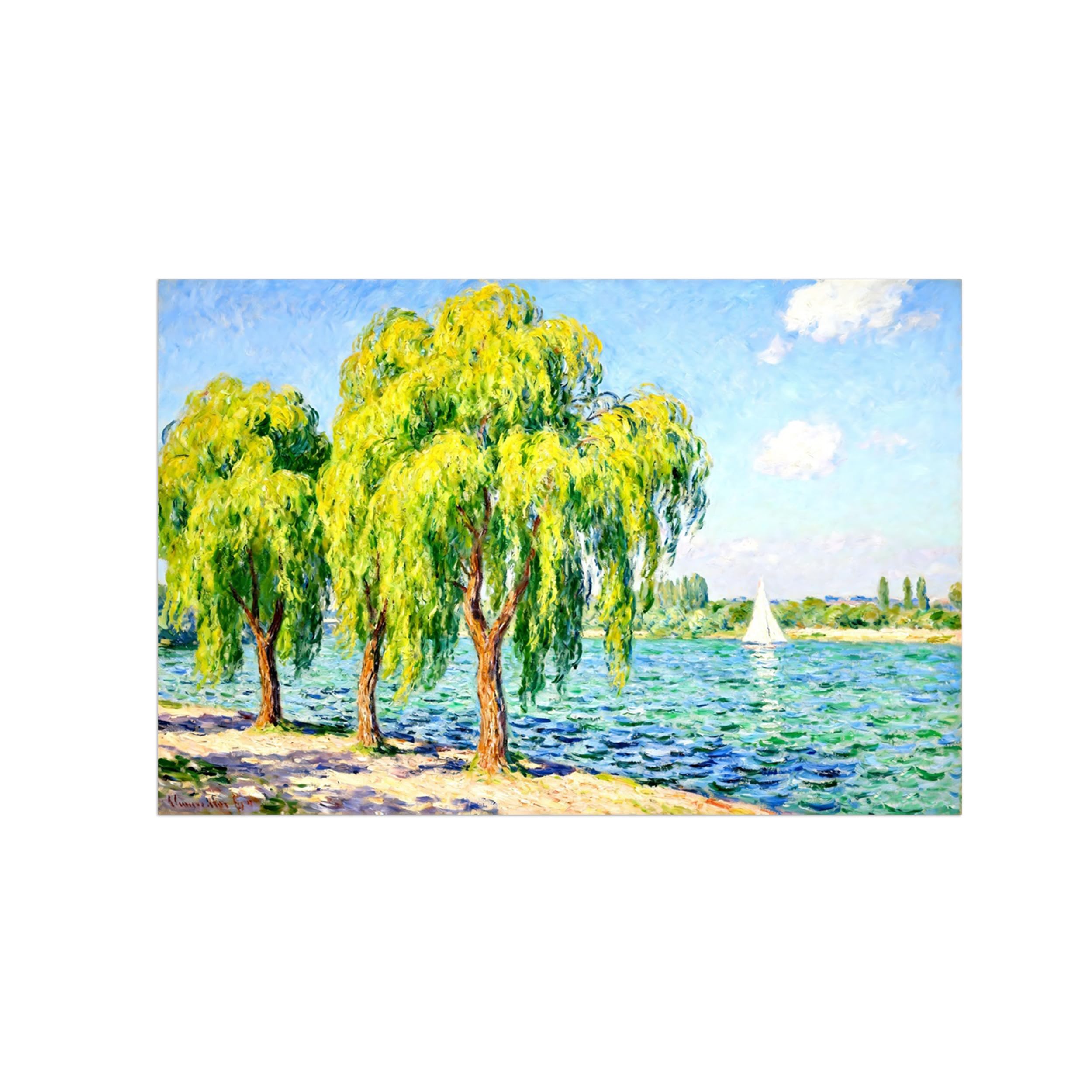 Ozpwbvy Unframed Lake Tree Landscape Canvas Wall Art Picture 80X120cm