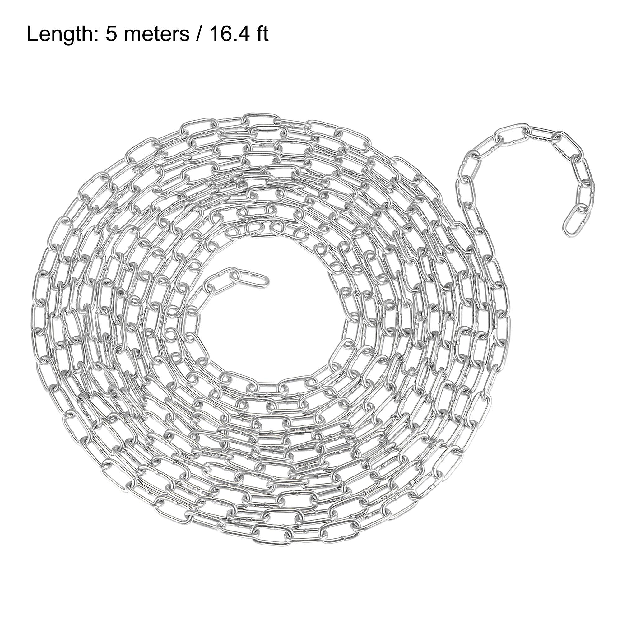 uxcell Proof Coil Chain 5 Meter 2.5mm Thick, Zinc Plated 304 Stainless Steel for Clothes Hanging Guardrail 1