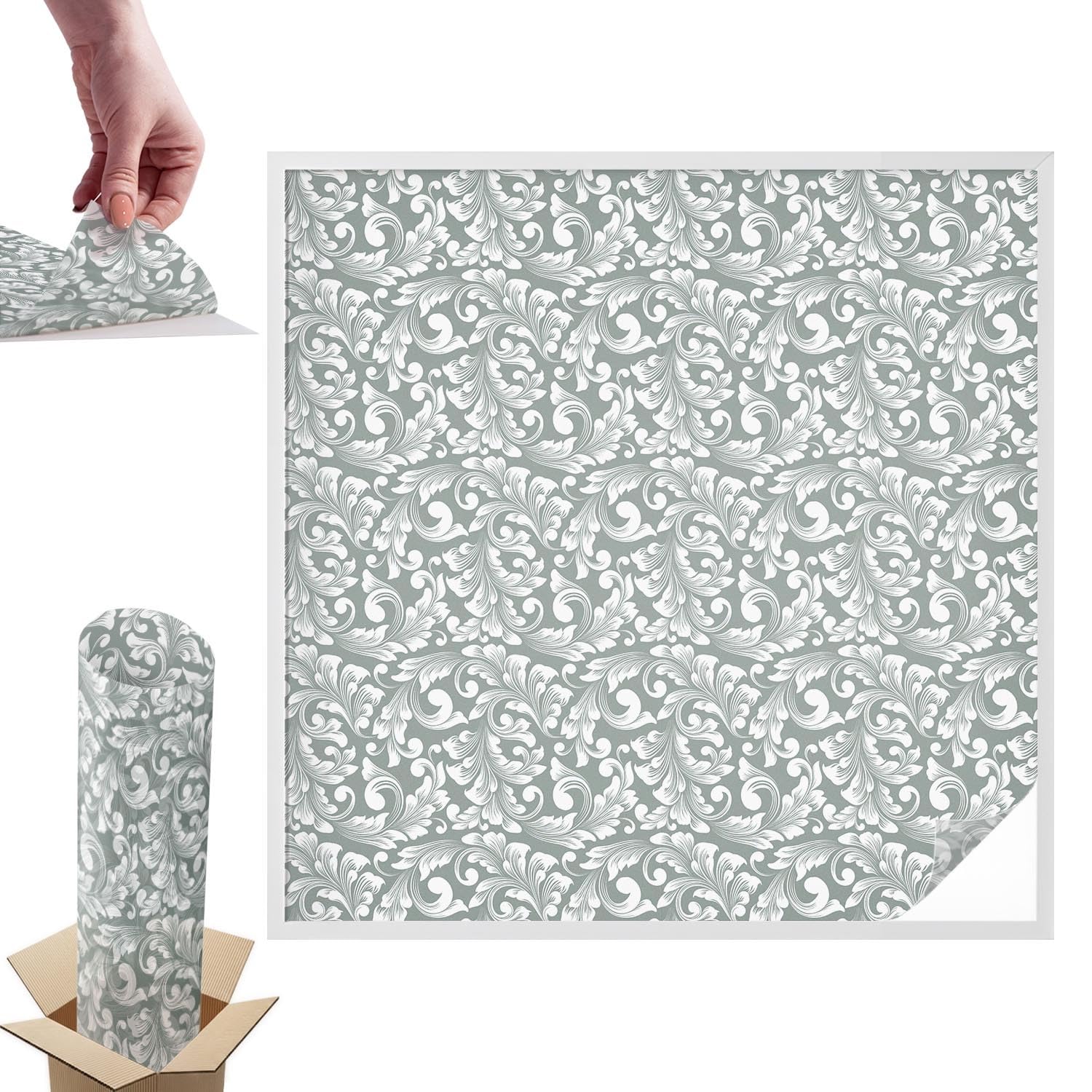 Film dépoli pour vitre 100x100 cm avec motif élégance feuillue en PVC