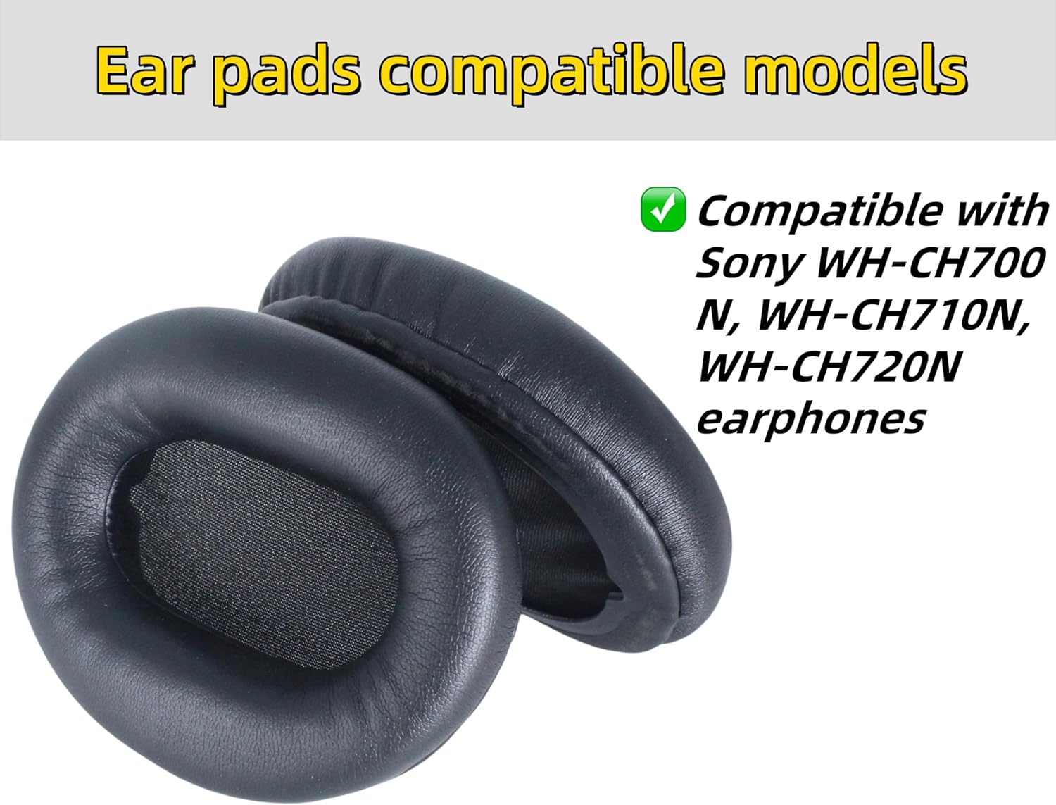 Replacement Ear Pads Compatible with Sony WH-CH700N WH-CH710N WH-CH720N, Breathable Protein Leather Memory Foam Earcups, Comfortable Headphone Cushion Repair Parts (Black) - Image 4