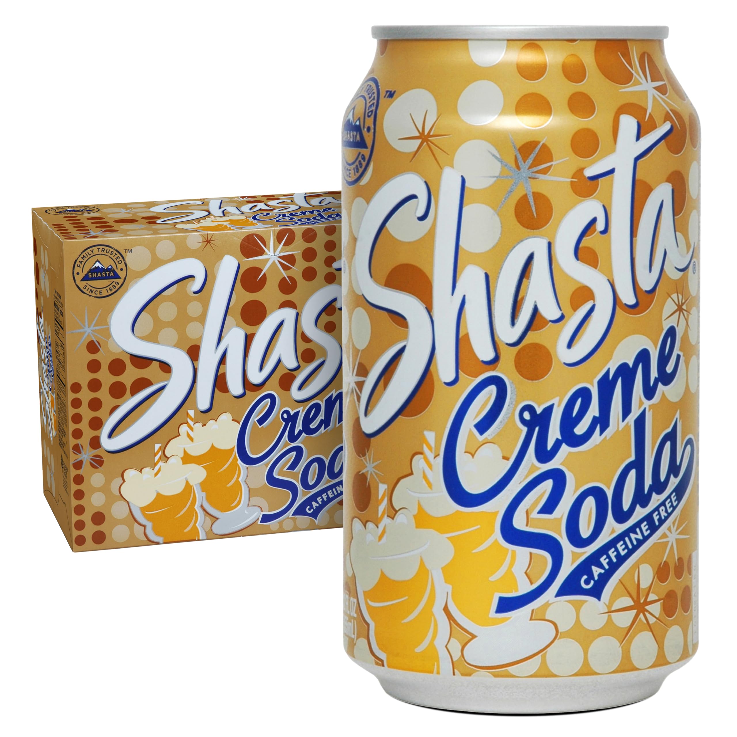 Shasta Creme Soda | 12-Pack of 12oz Cans | Smooth Vanilla Cream Flavor | Sweet & Nostalgic | Caffeine-Free