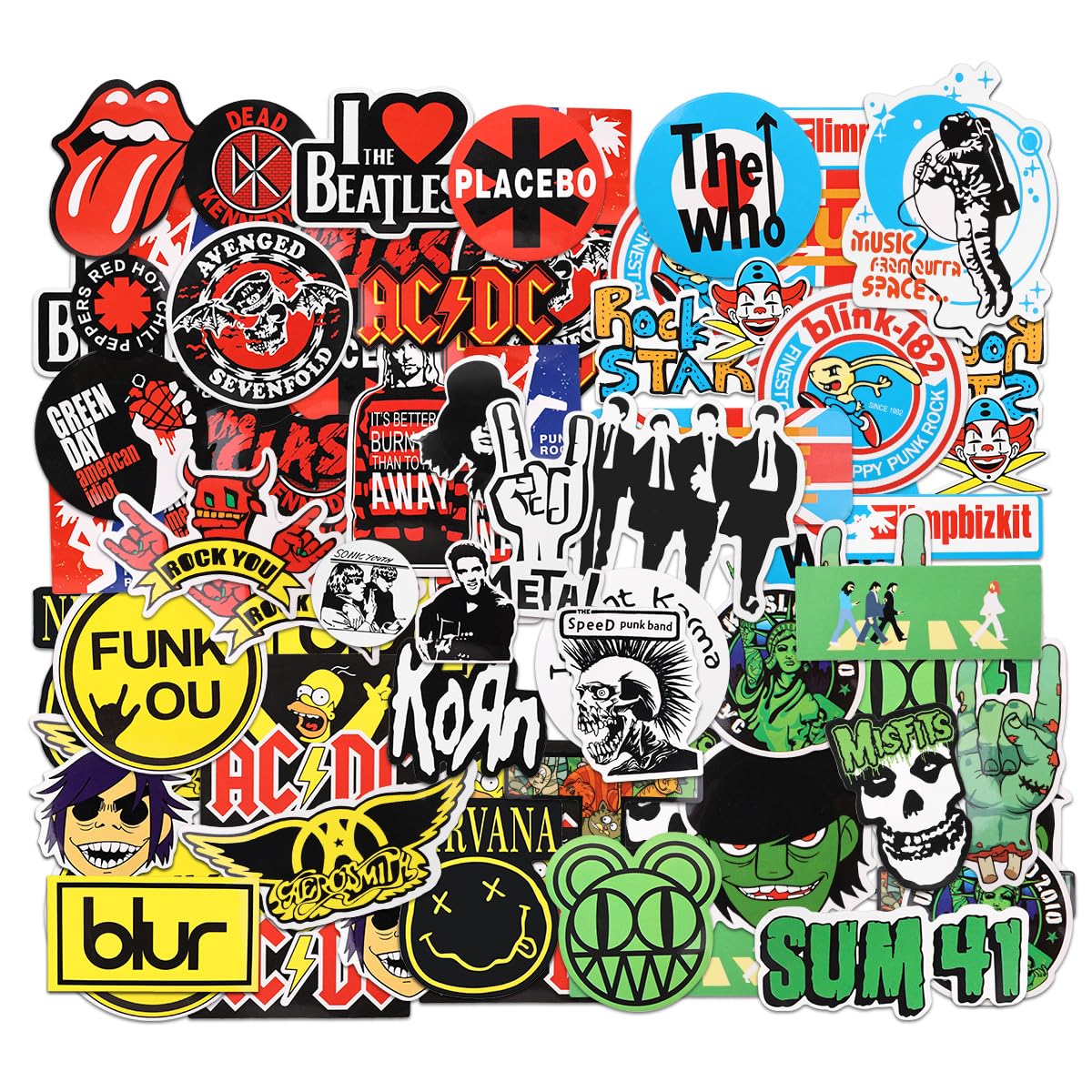Rokslide100pcs Rock Band Stickers -80's Music Stickers, Band Stickers for Laptops, Water Bottles, Helmets, Guitars, Stickers Rock Bands to Customize Your Gear