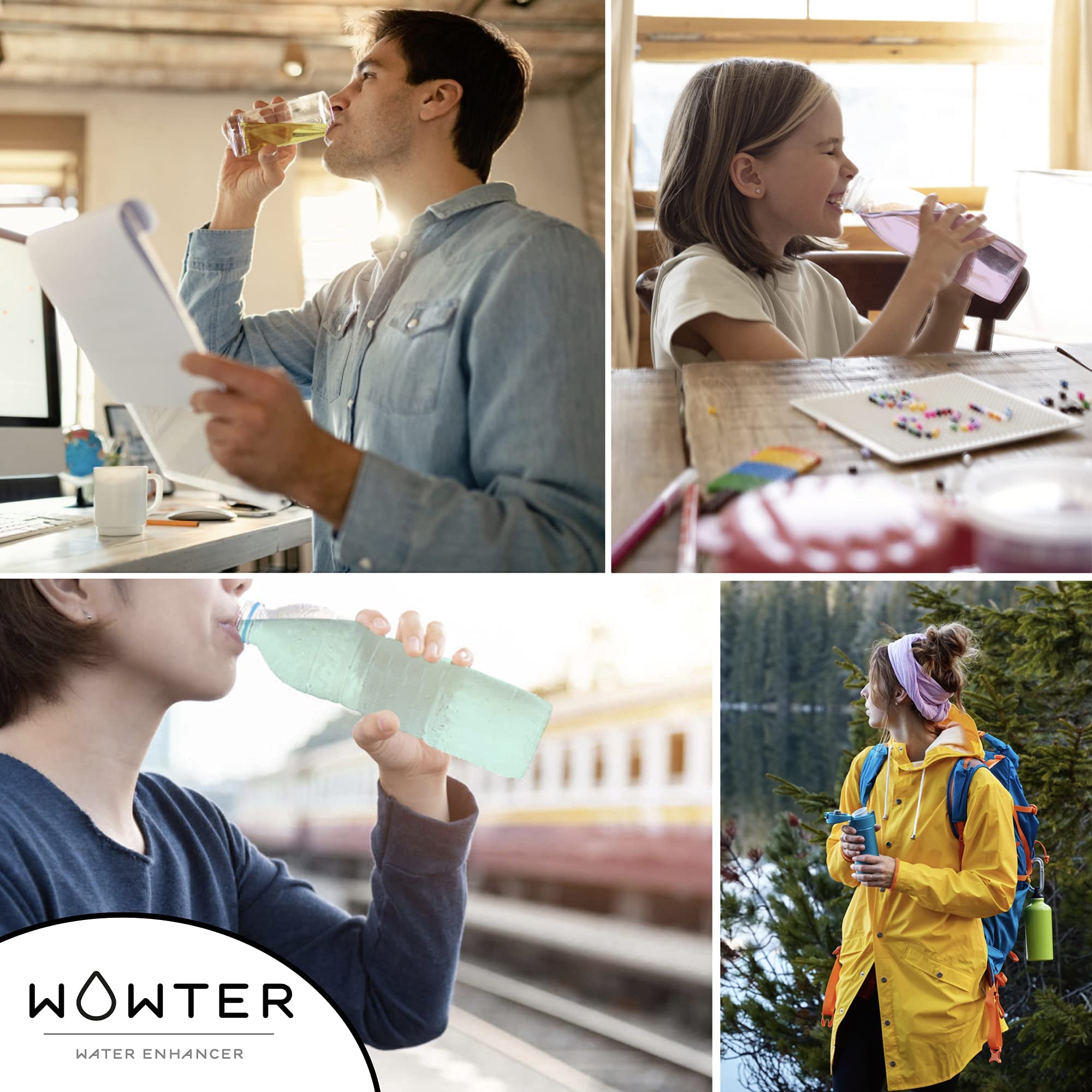 WOWTER by AMZ BETTER, Bebida Instantánea, Surtido de 12 Gustos Mezcla de Frutas, Para Aromatizar el Agua, Sin Calorías, Libre de OMG, Sin Gluten, Sin Azúcares, Made in Italy, 48