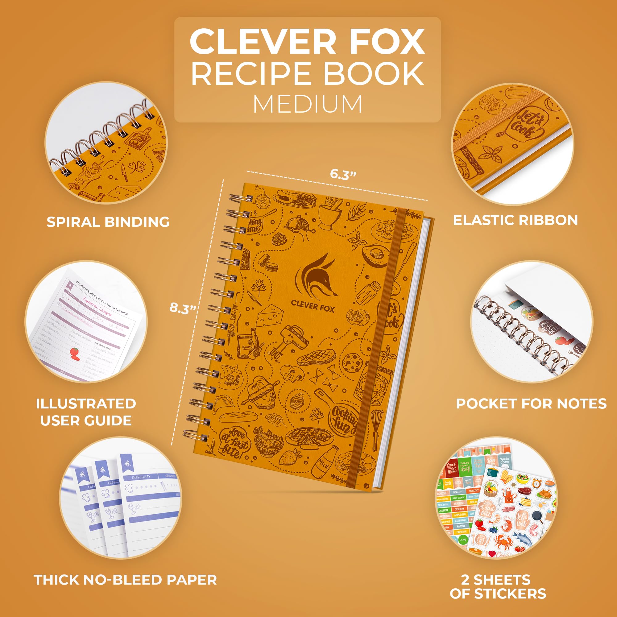 Clever Fox Recipe Book Spiral, Blank Family Cookbook, Empty Cooking Journal, Notebook Organizer to Write In Recipes - Image 2