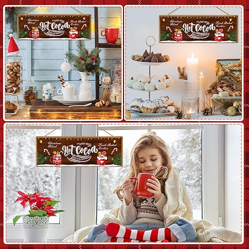 Miniatura 6 de Letreros de Navidad de cacao caliente, letrero de decoración de barra de cacao caliente, decoración de pared de Navidad, accesorios de barra de