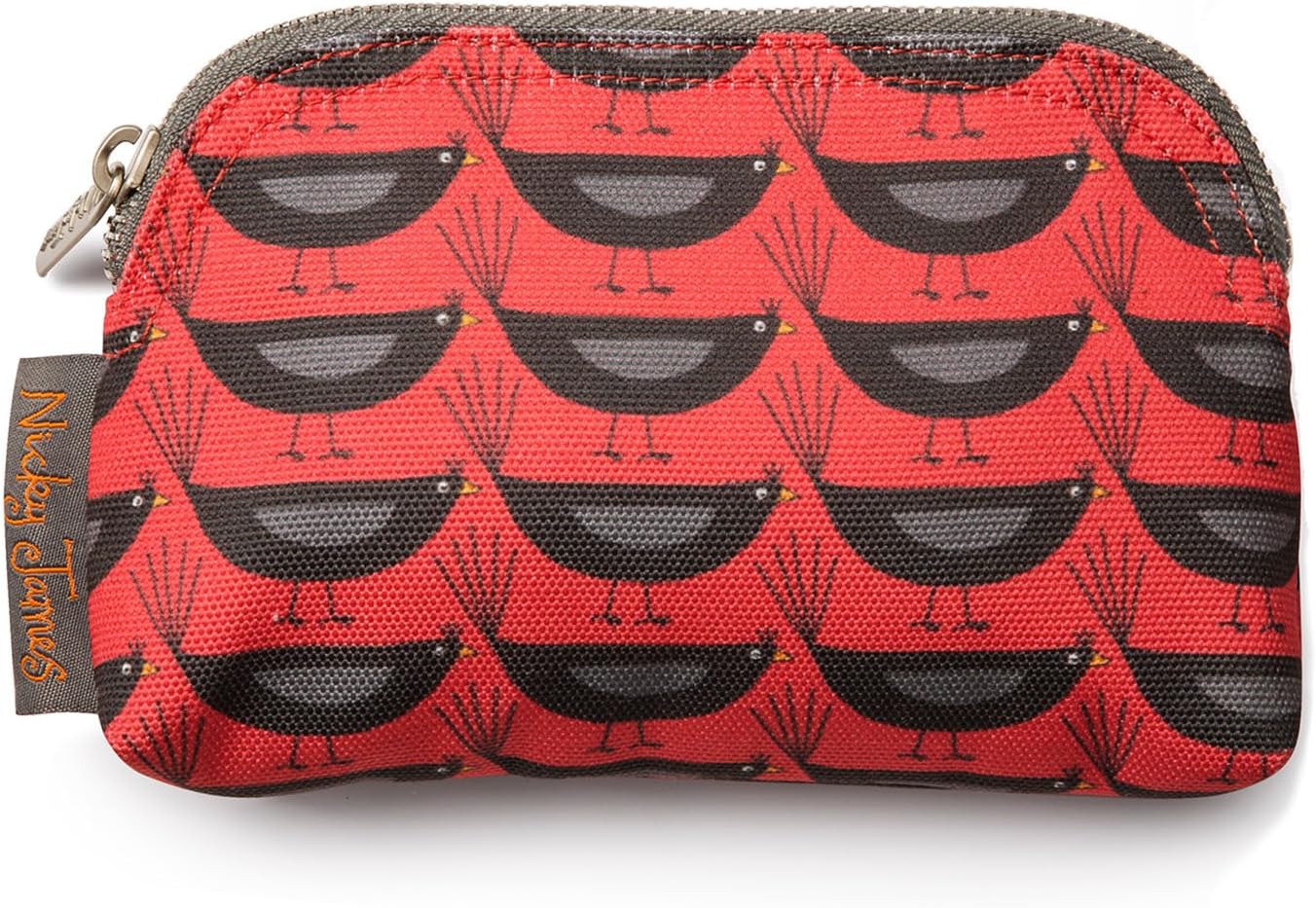 Nicky James Blackbirds on Red Canvas Mini Make-Up Bag