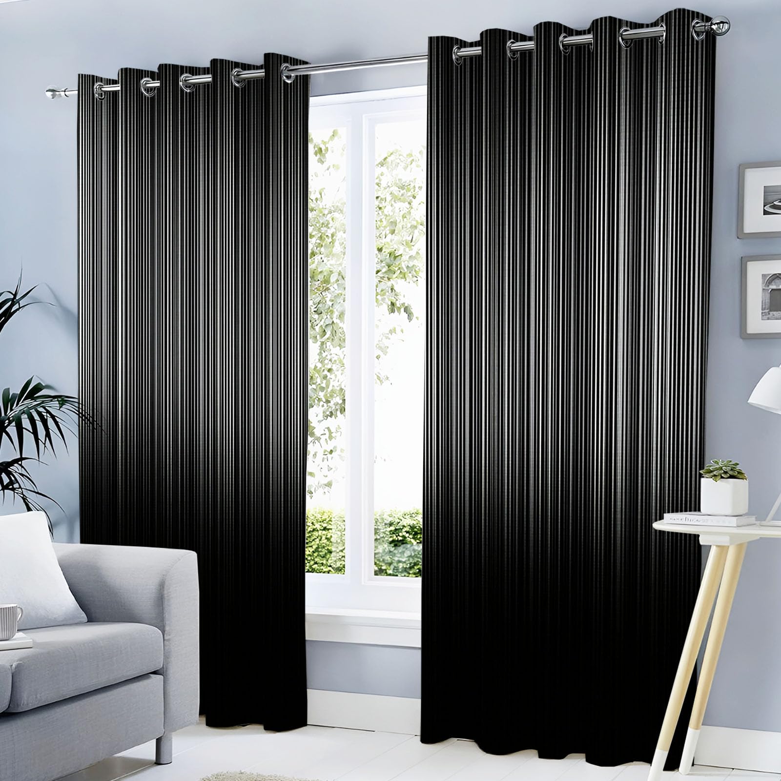 Isolation phonique de chambre avec le rideau occultant noir à motifs dégradés 225 cm