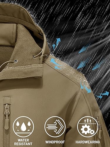 Miniatura 3 de TACVASEN Chaqueta táctica para hombre con capucha, resistente al agua, para operaciones especiales, capa softshell militar