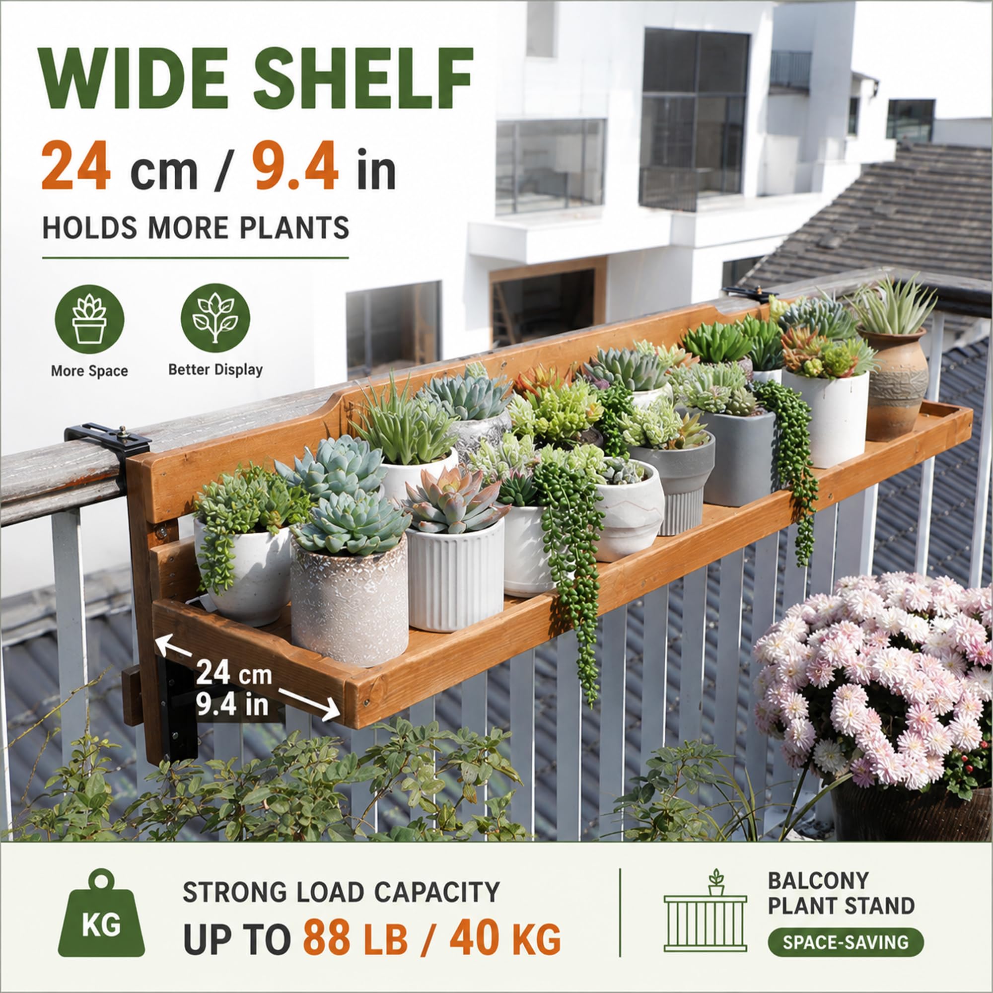 JSWHYBD Mesa de Balcón Colgante Plegable Ajustable para Barandilla