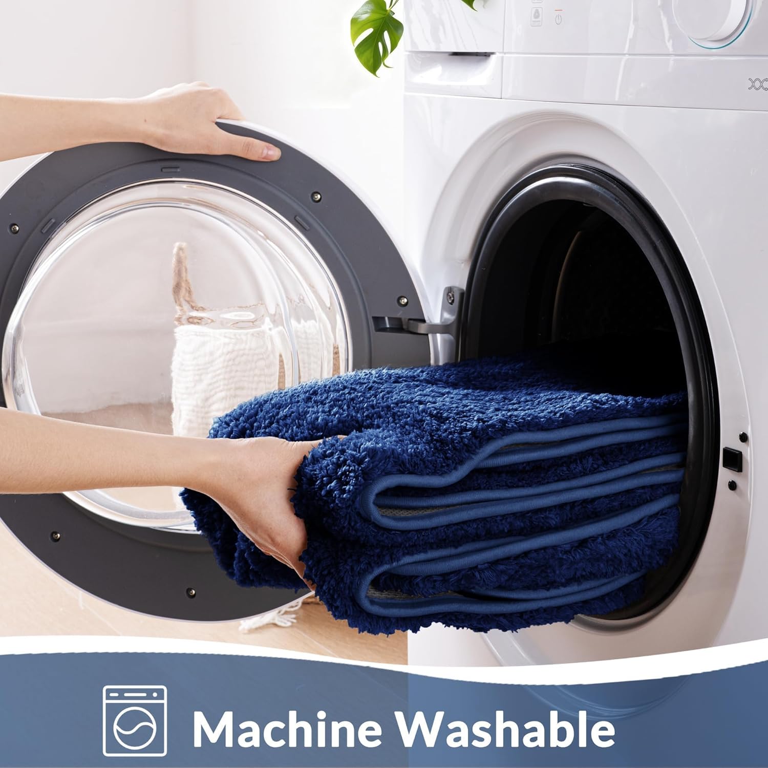 Exclusivo Mezcla Bathroom Rugs Mat 24x70, Extra Soft Non Slip Absorbent Water Microfiber Bath Rugs, Machine Washable Quick Dry Bath Mats for Bathroom Floor, Shower, Home Decor, Solid Navy Blue