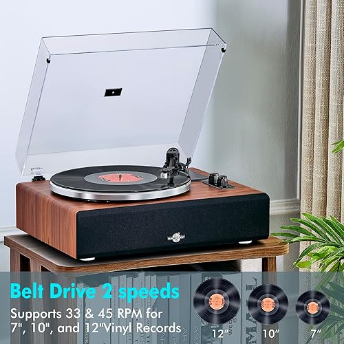 Miniatura 2 de Tocadiscos de vinilo con altavoces, tocadiscos de alta fidelidad para discos de vinilo con cartucho magnético AT-3600L, reproducción Bluetooth