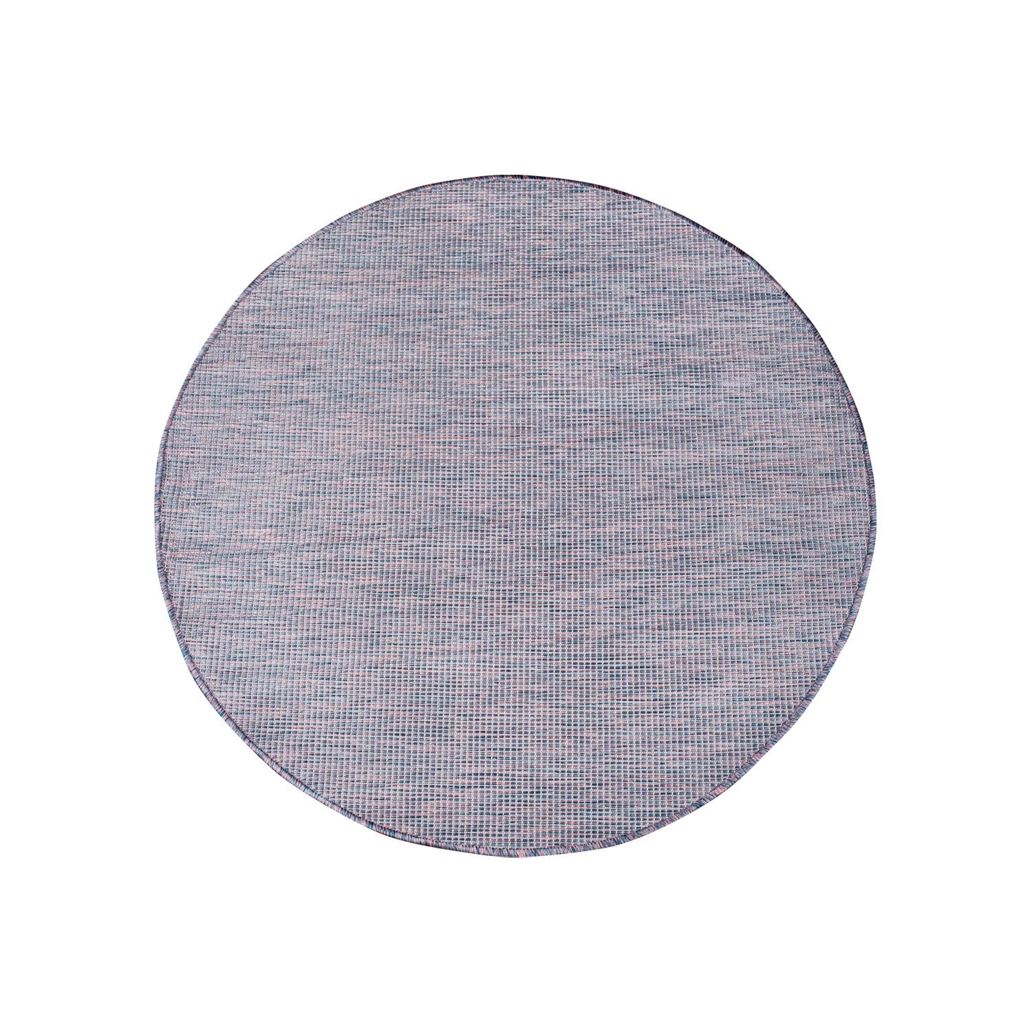 carpet city Dywan do użytku na zewnątrz, na taras, odporny na warunki atmosferyczne, okrągły, 200 x 200 cm, niebiesko-różowy melanż, do wnętrz i na zewnątrz, na werandę, do ogrodu, kuchni, łazienki