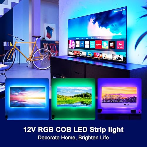 Miniatura 3 de Tira de luces LED Bluetooth RGB COB, tira de luz LED regulable de 12 V de 9.8 pies con aplicación inteligente y control remoto, sincronización de