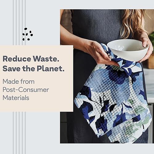 Miniatura 4 de Winslow & Brody Paquete de 2 toallas de cocina geométricas de microfibra  Toallas de cocina suaves y compactas  Tejido de gofre súper absorbente