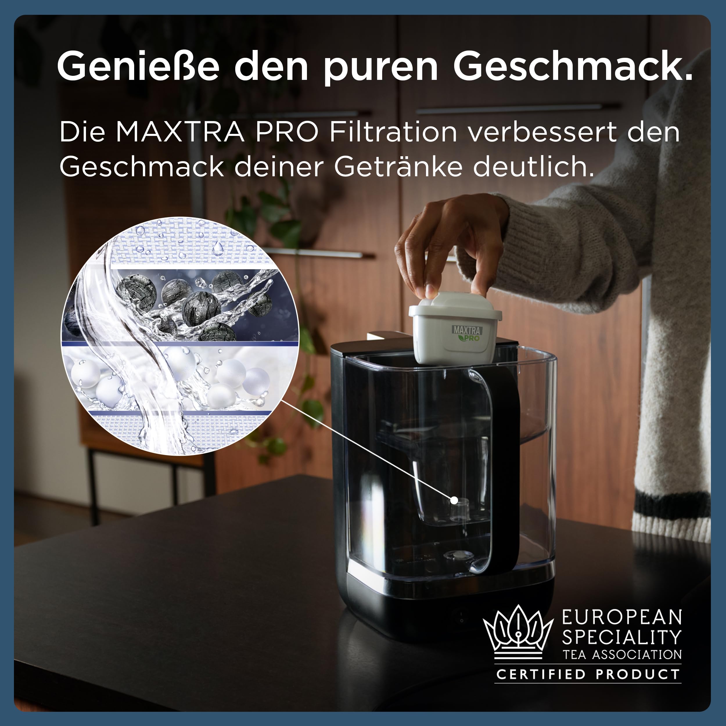 BRITA Cube Heißwasserspender mit Wasserfilter-System (4 Liter) weiß | Tassenvolumen-, Temperatureinstellung, bakterienfreies Wasser dank UV-C-Technologie, MAXTRA PRO Extra Kalkschutz Wasserfilter