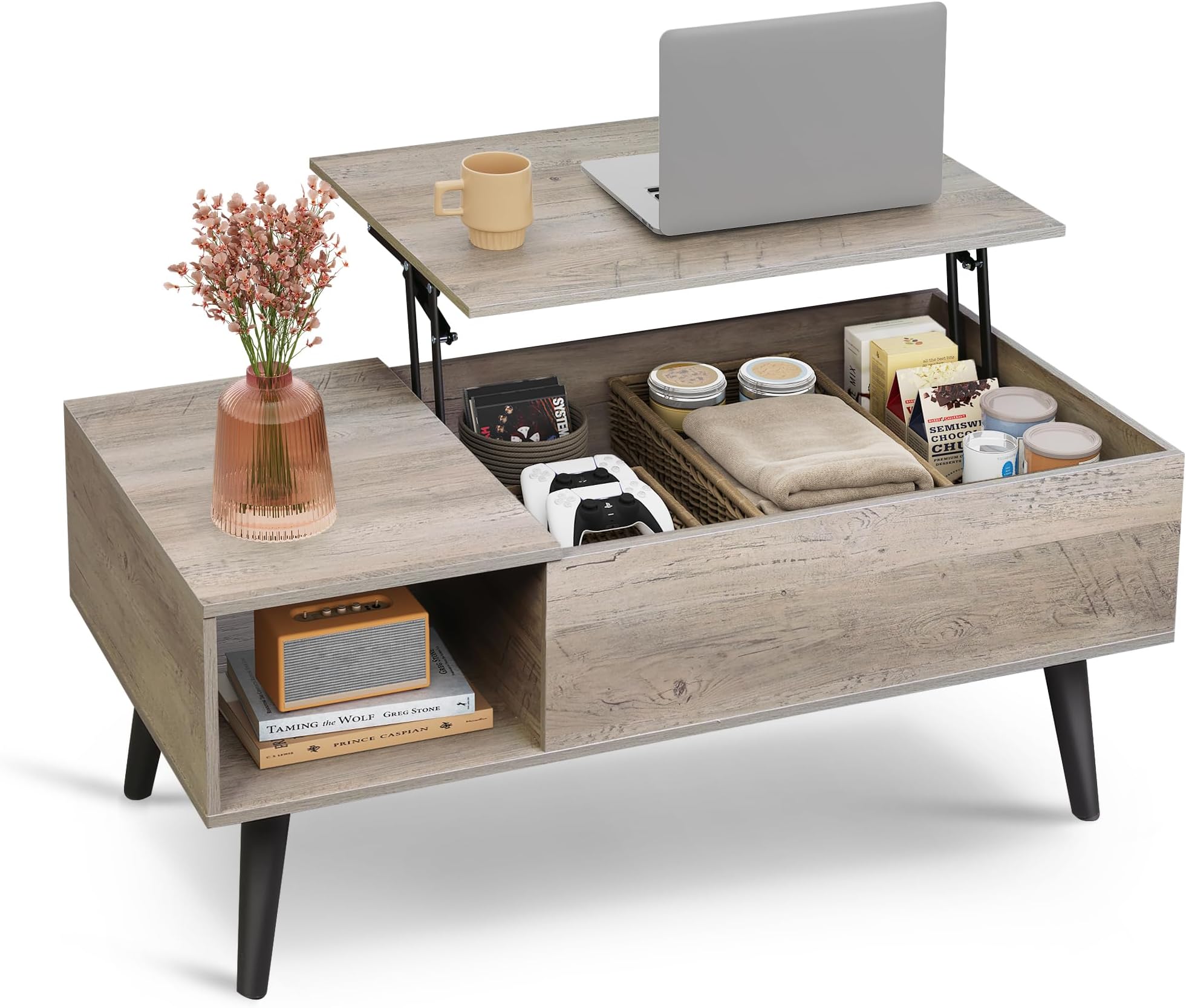 WLIVE Round Coffee Table, 31.5" and 23.6" Small Coffee Tables for Living Room, Nesting Circle Coffee Table Set of 2 with Storage for Apartment, Bedroom, Grey