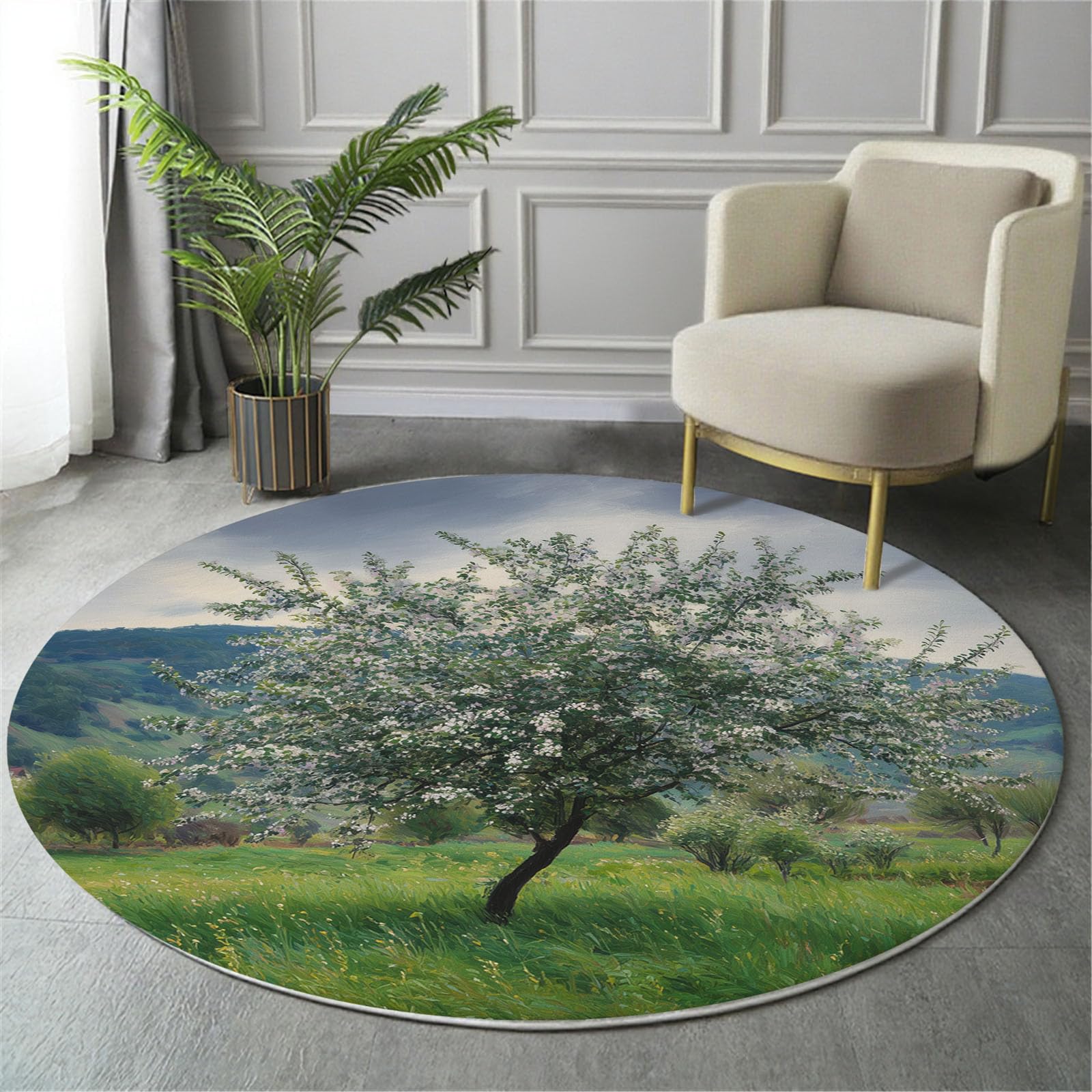 Tapis de cuisine et salle à manger design peinture à l'huile vert
