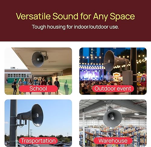 Miniatura 3 de Pyle Altavoz de bocina PA - megáfono de sonido compacto de 16 pies y 80 W con frecuencia de 400 Hz-5 KHz, transformador de 16 ohmios, 100 V70 V,