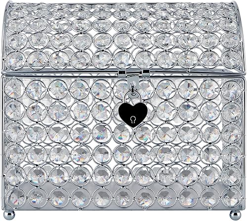 Miniatura 2 de MDLUU Caja para tarjetas de boda, caja de dinero de boda con cerradura en forma de corazón, caja de recepción de tarjetas de cuentas de cristal para