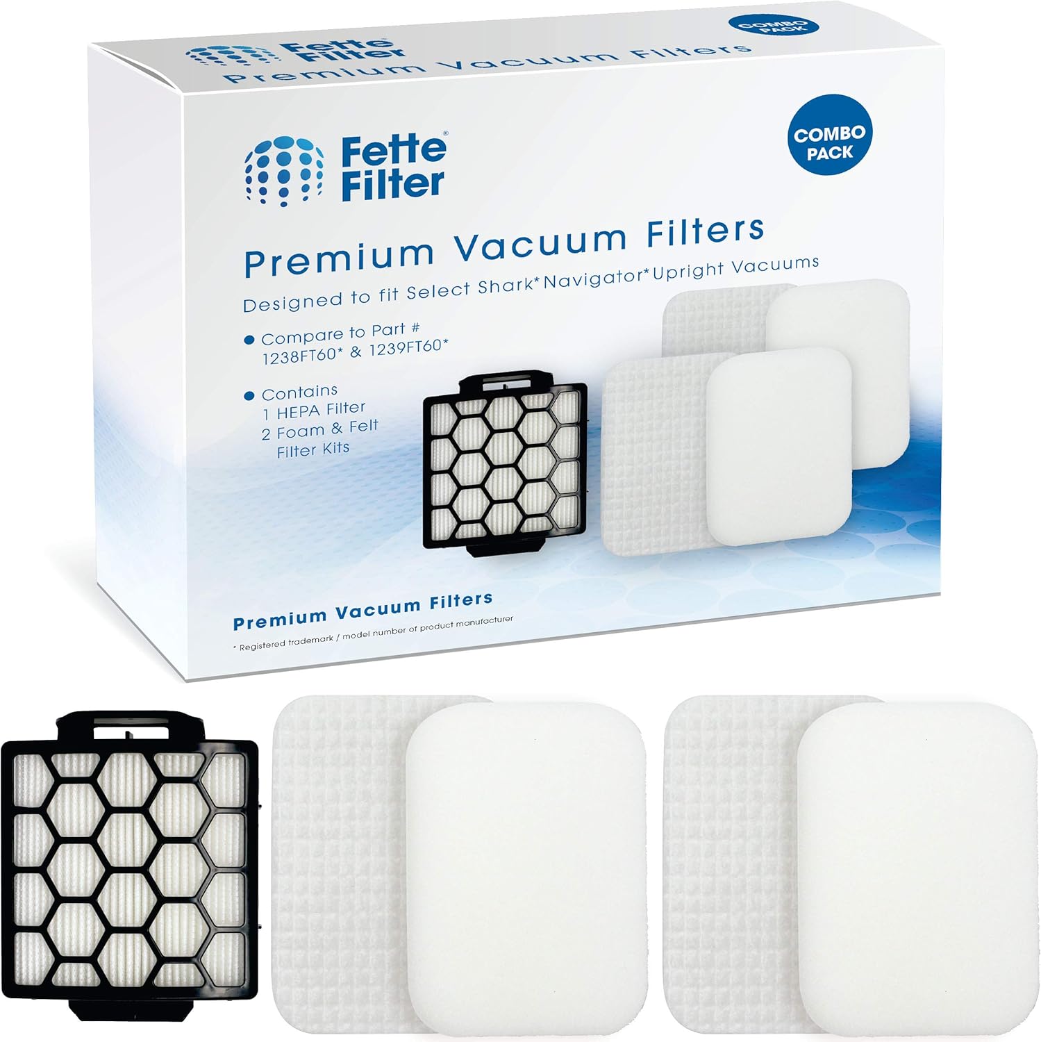 Fette Filter 1 HEPA & 2 Foam Filters for Shark Navigator Pet Plus