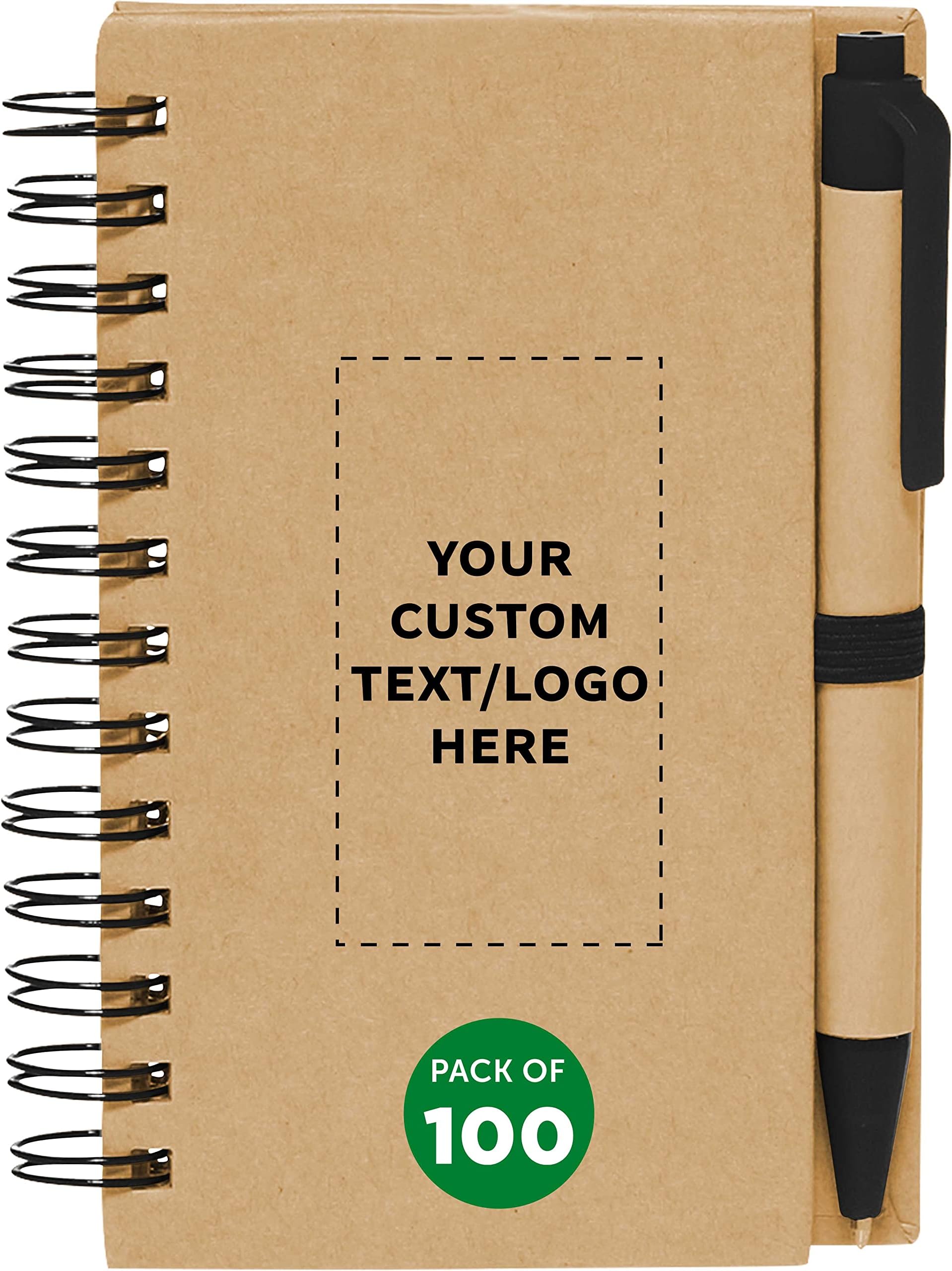 Custom Mini Spiral Notebooks with Black Ink Pens Set of