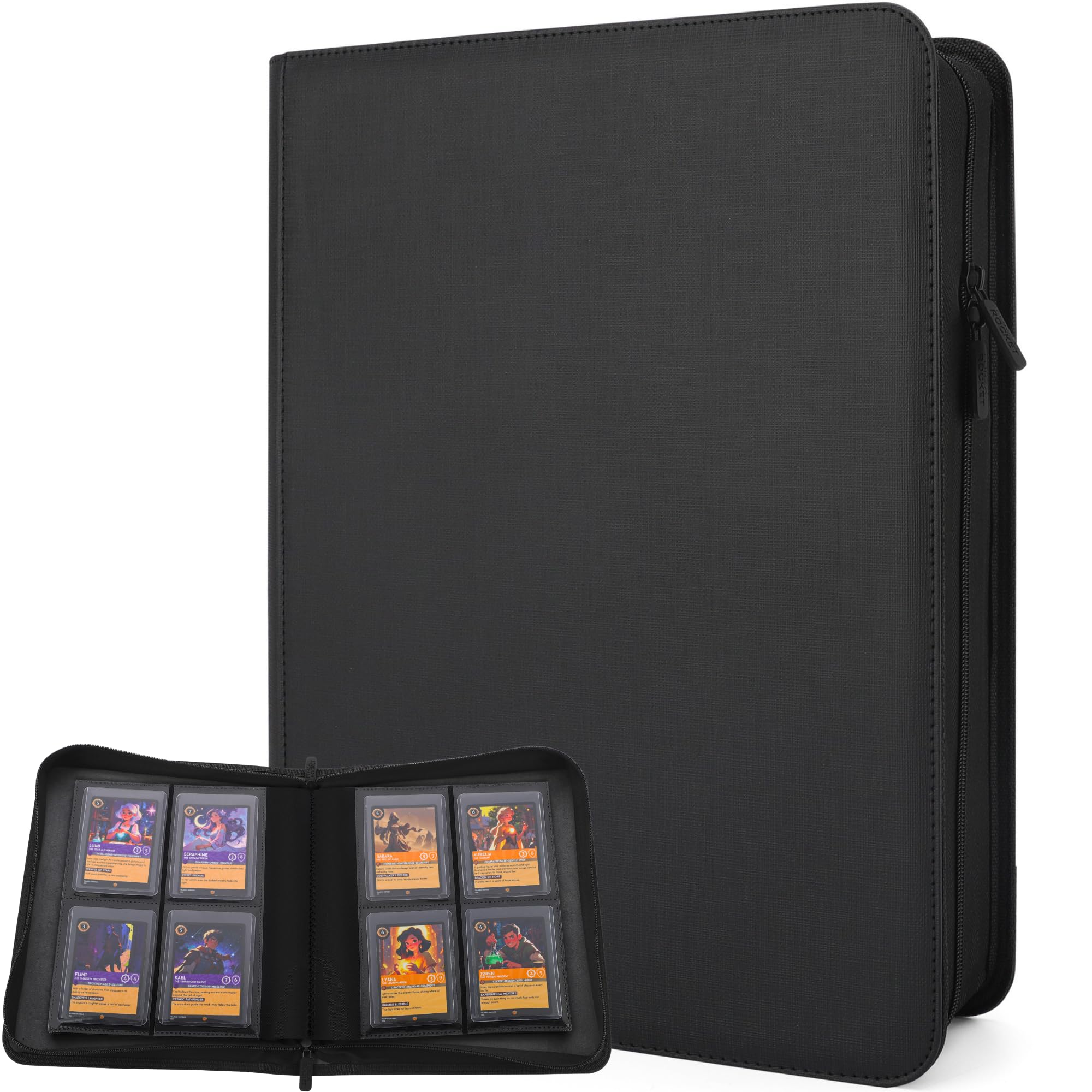 4 card toploader binder Amazon.com: Forzarocket 144 Toploader Binder | 4-Pocket Zippered Ringless  Album for TCG & Sports Cards