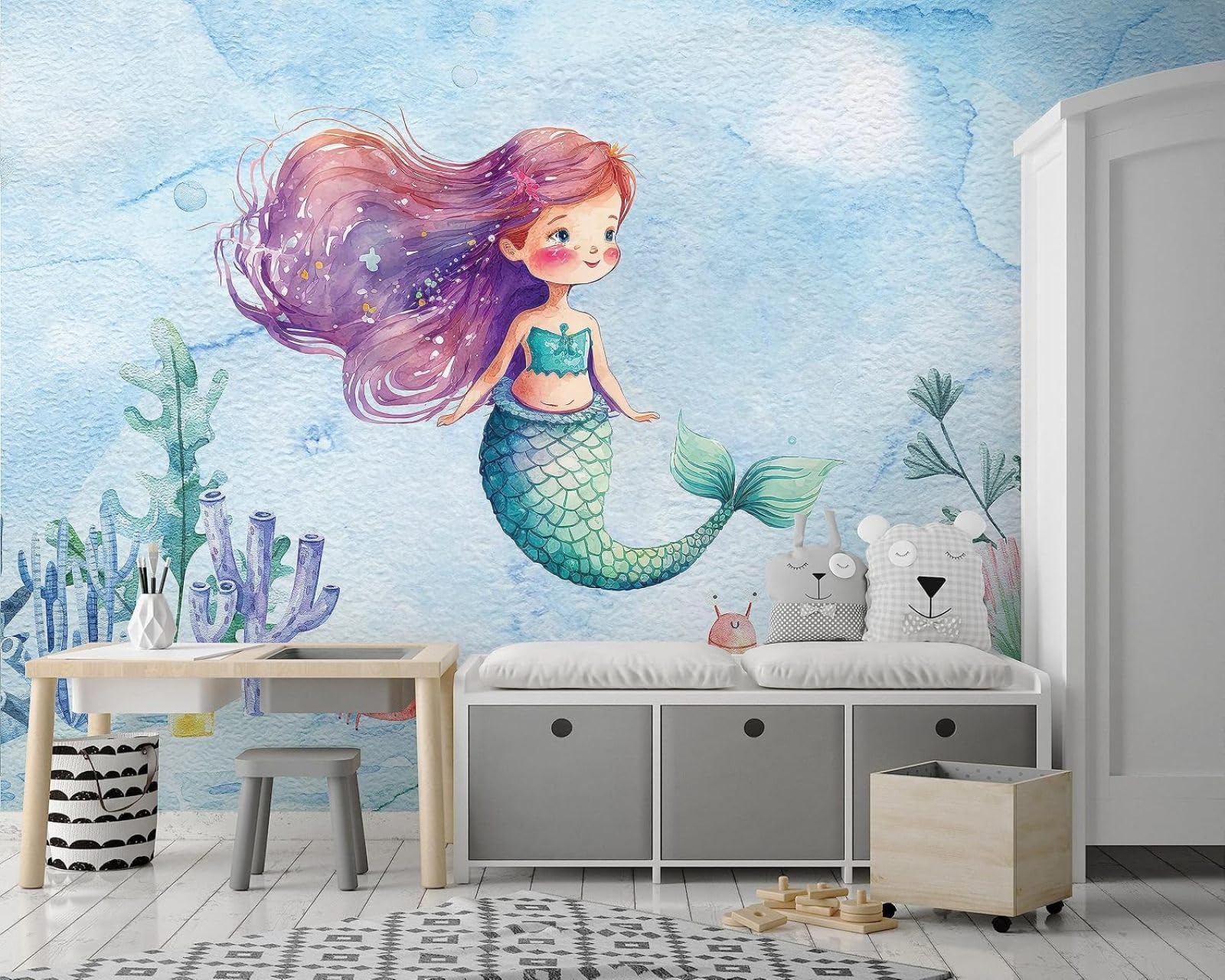 Kfjhgbdshhj 3D Mural Photo Mural-Wallpaper Children's Room Mermaid - Includes Paste - For Children Motif,200Cmx140cm Poster - Wall Sticker - Frameless Picture