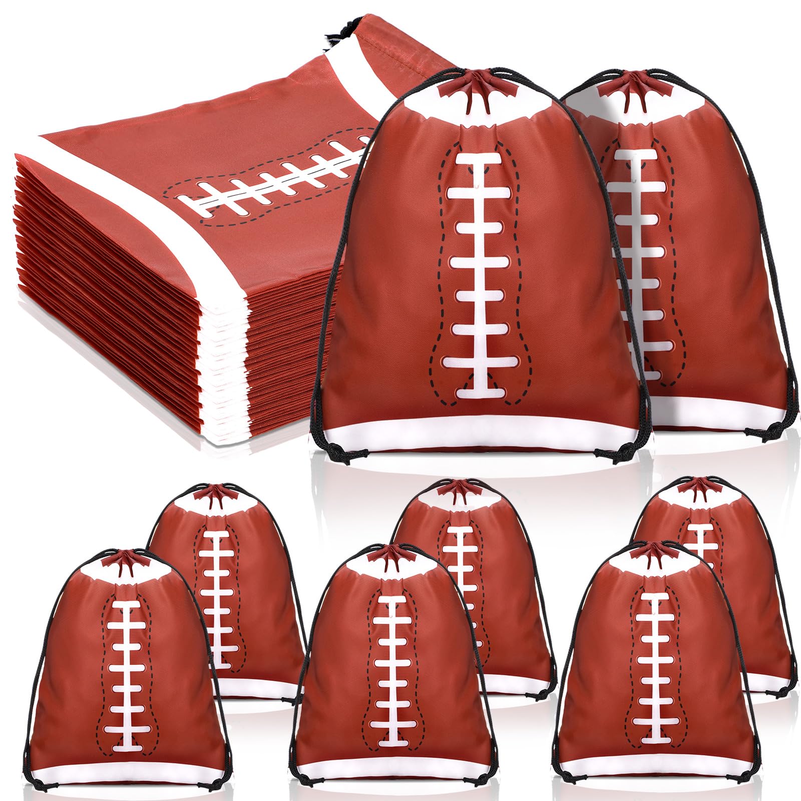 Kacctyen 24 Pcs Football Party favors Drawstring Gift Bags 10 x 12 Inch Football Super Birthday Favor Bags Bowl Soccer Goodie Pouch Bulk Sports Candy
