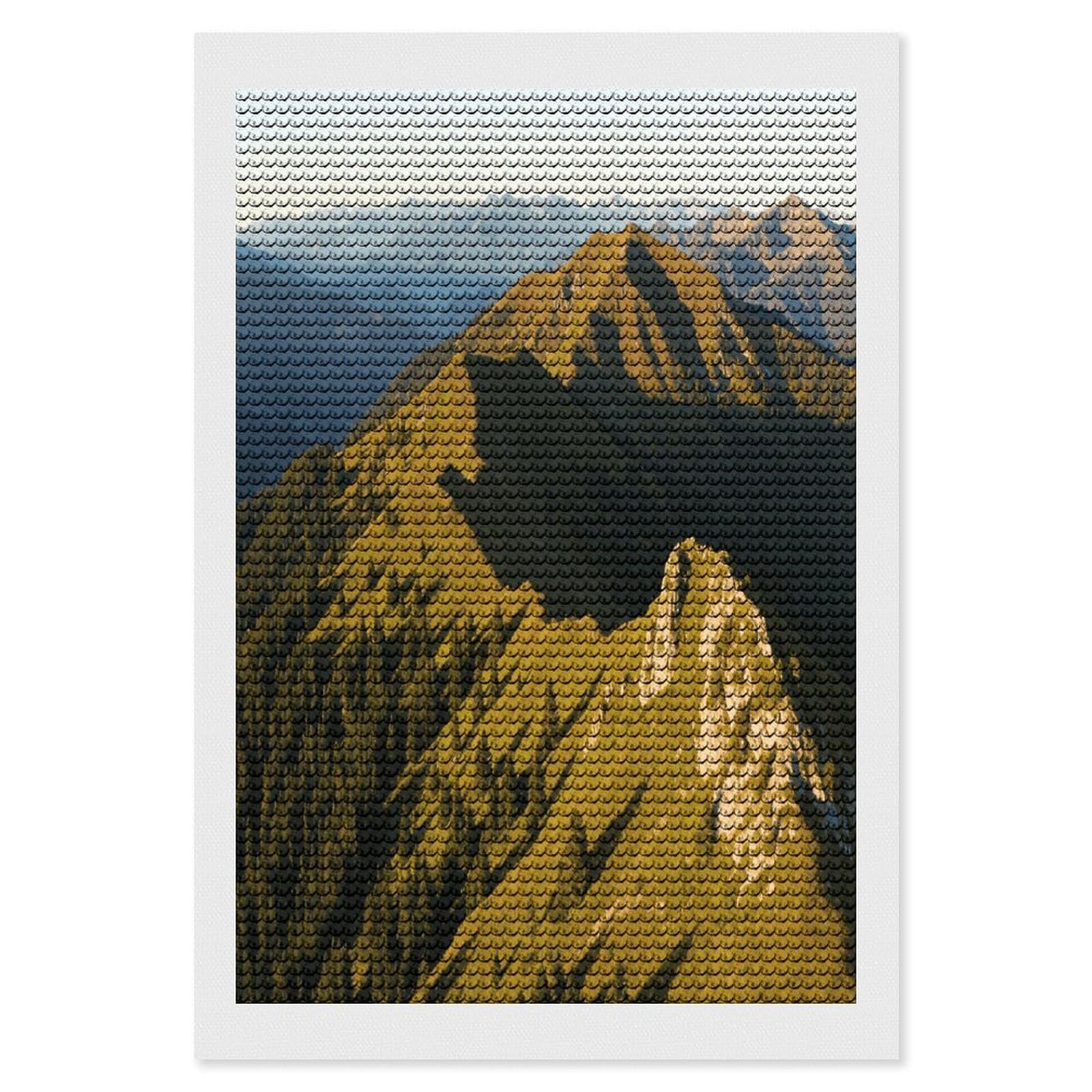 FekiLoot Mountains Paint by Numbers Kit for Adults Beginner DIY Diamond Dots Paintings Round Full Drill Diamond Art Kits Picture Diamond Art Painting Kits for Home Decor 8"x12"