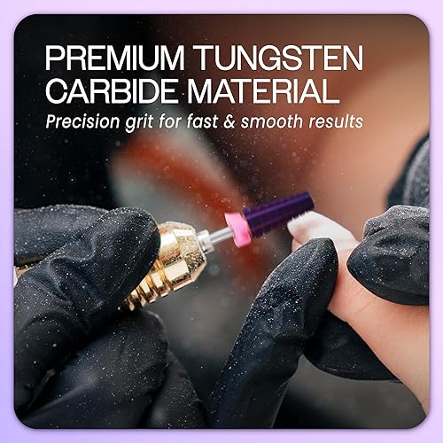 Miniatura 4 de PANA Broca de carburo de uñas 5 en 1 Uso de rotación bidireccional para zurdos y diestros acrílico de eliminación rápida o gel duro vástago de