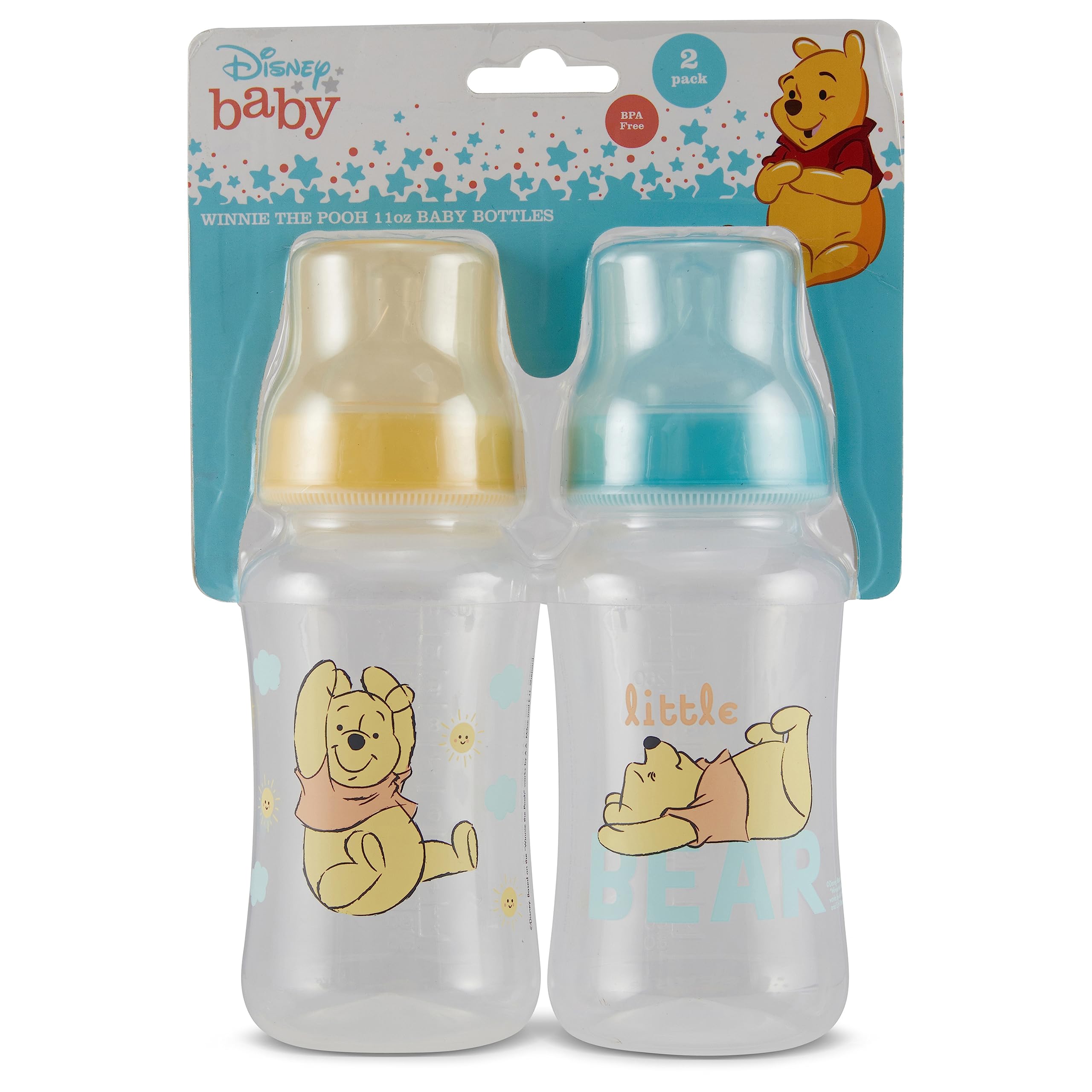Disney Winnie Puuh Babyflaschen, 325 ml, für Jungen und Mädchen, Sanduhr-Flaschen für Neugeborene und alle Babys, BPA-freie Kunststoff-Babyflaschen für Babypartys
