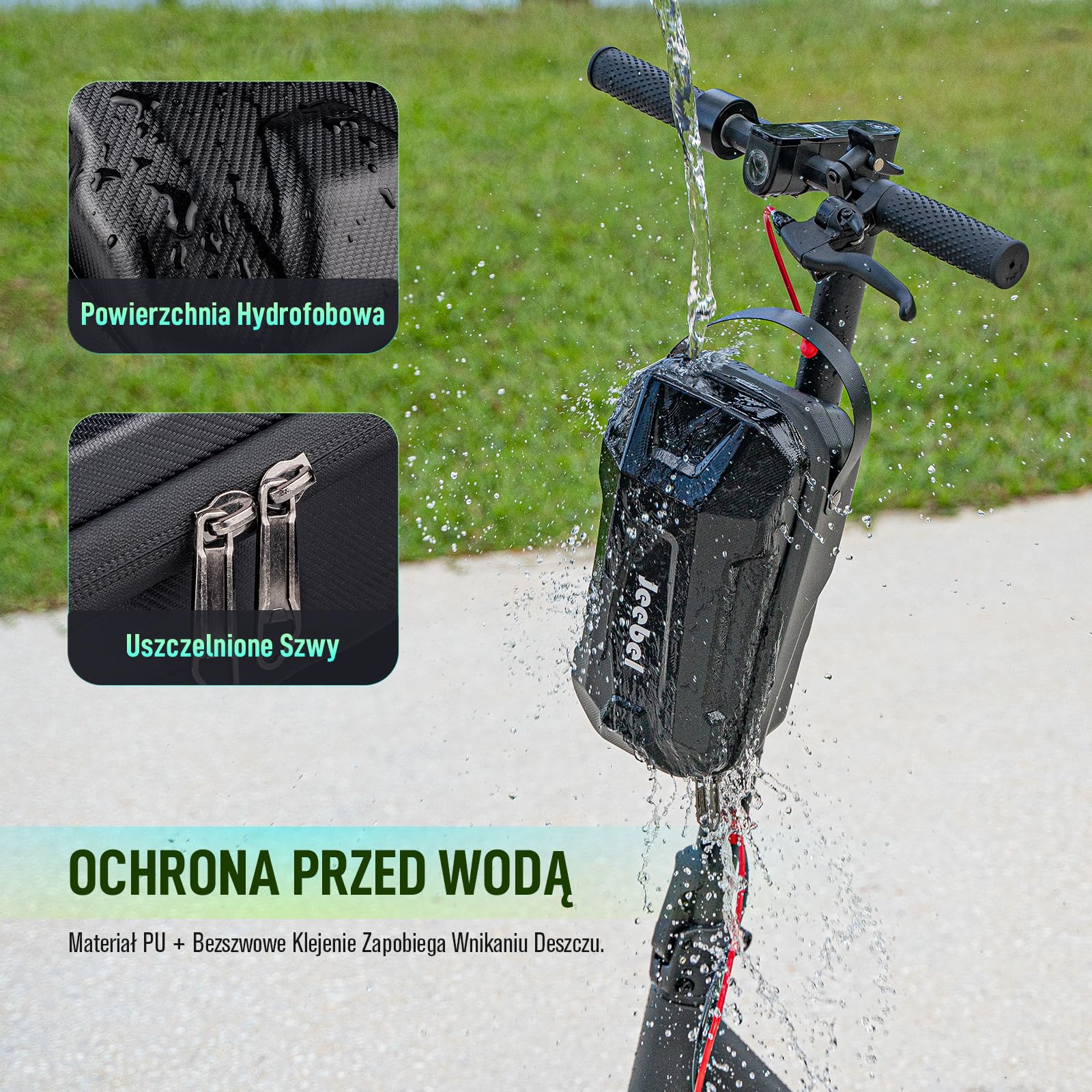 Jeebel 2L/3L/4.5L Torba na Skuter Elektrycznego Wodoodporna EVA z Wersja na Szybkozłączką lub Rzepem, Torba Przednia do Skutera Elektrycznego Xiaomi Mijia/Sedway ES/Roweru Składanego