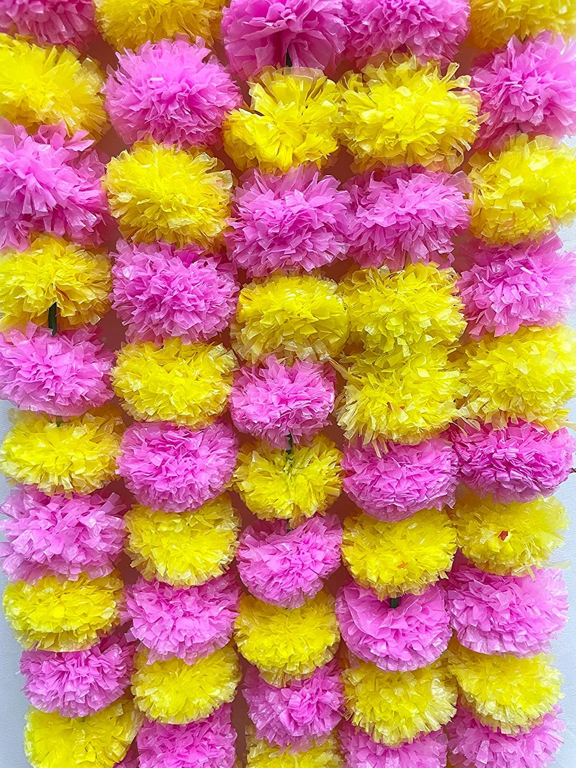 Guirlande de fleurs de calendula artificielles x5 rose et jaune pour décoration