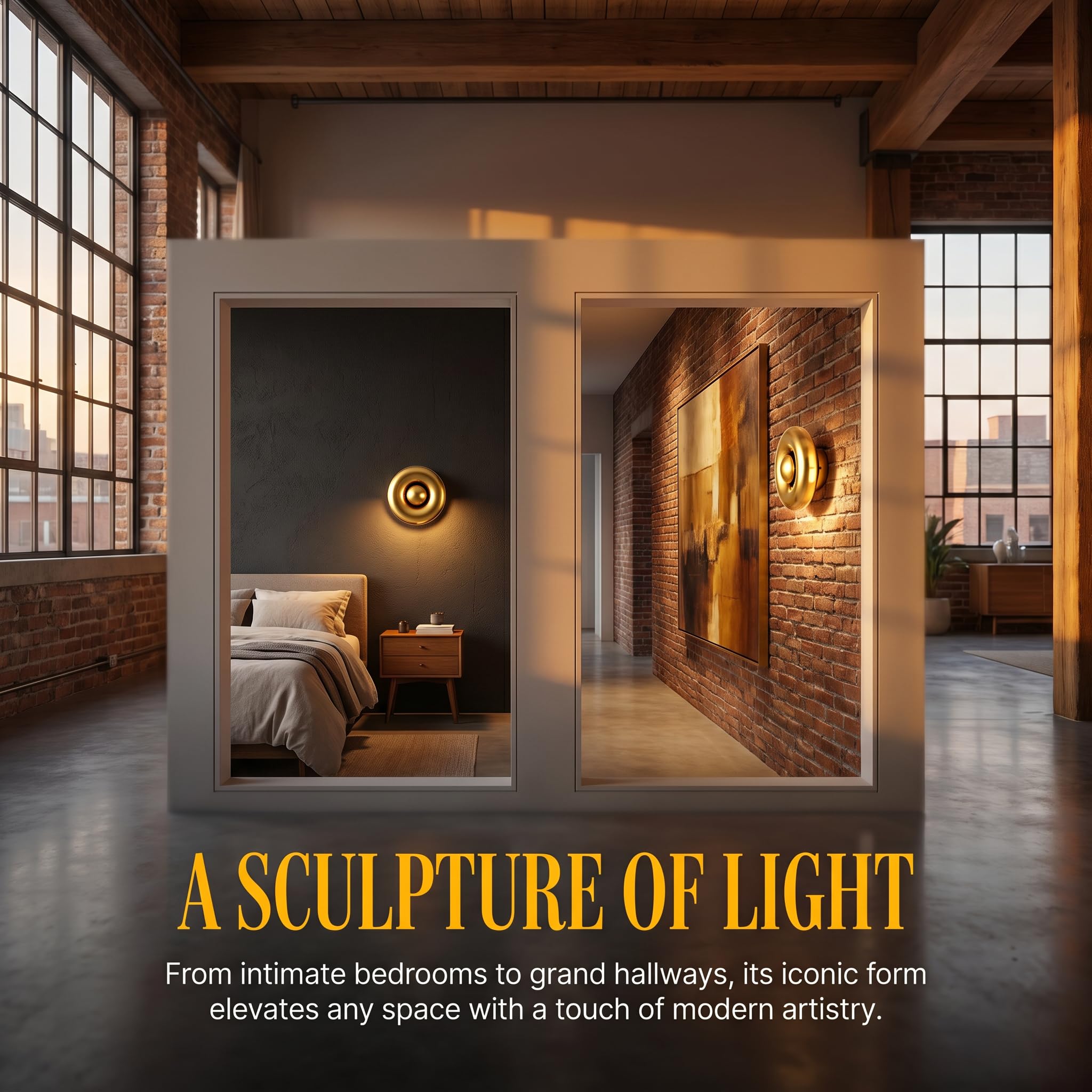 BARCELONA LED Applique da Parete Design LIPS Ø30 cm in Vetro e Metallo, Luce Indiretta E27 G45, Lampada da Parete Oro Rame Cromo, Illuminazione Moderna per Camera da Letto Soggiorno