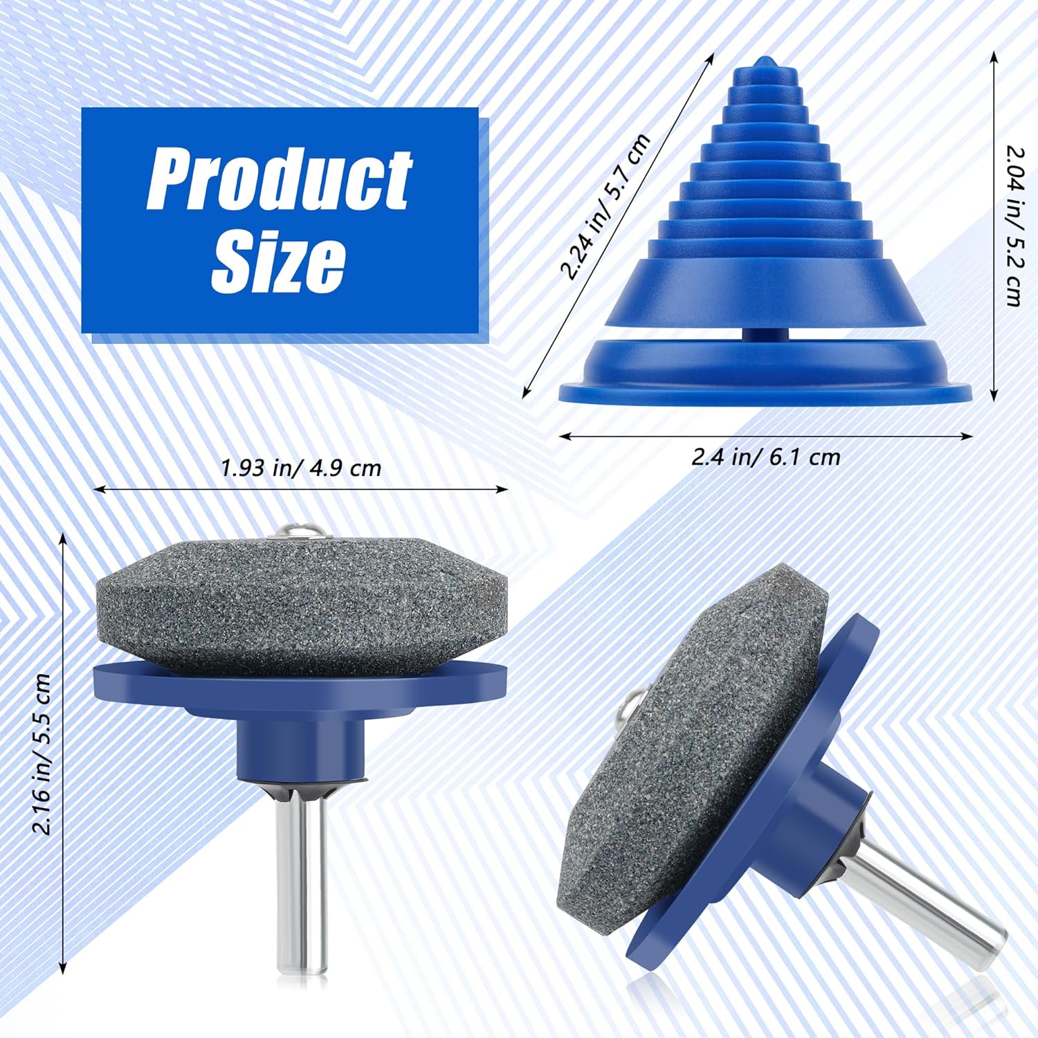 4+1PCS Lawn Mower Blade Sharpener, Universal Lawnmower Blade Sharpener Mower Sharpening Stone with 1PCS Balance Tool for Hand Drill/Power Drill Single layer image 2 of 7 B0DXPBGN25