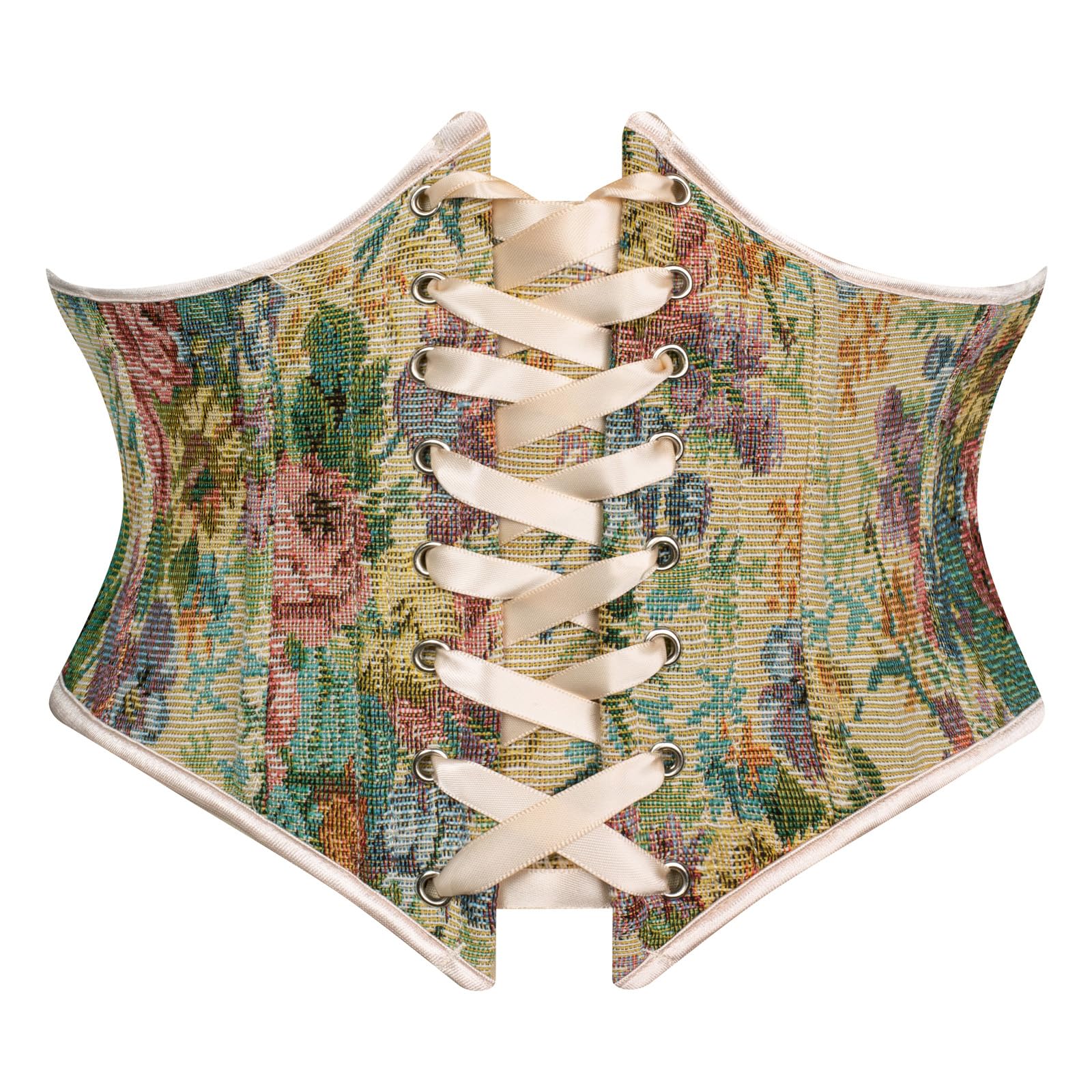 Scarlet Darkness Corset Belt for Women Floral Lace Up Boned Underbust Corset Waist Belts
