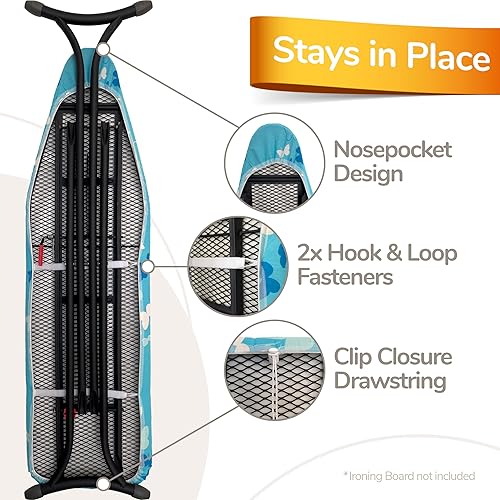 Miniatura 4 de smart&gentle Funda para tabla de planchar súper gruesa de 5 capas con relleno, reflejo de vapor de alta velocidad 50% más rápido, diseñada en