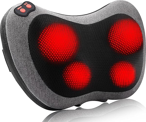 Papillon Shiatsu Back and Neck Massager with Heat, Deep Tissue Kneading,Electric Massage Pillow for Back,Shoulders,Legs,Foot,Body Muscle Pain Relief,Use at Home,Car,Office - Gray